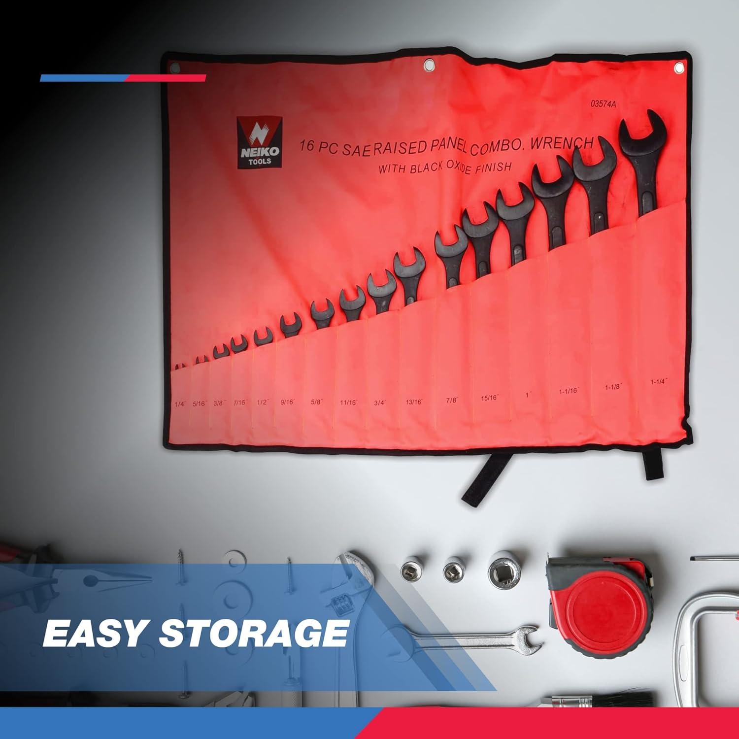 Juego de Llaves Combinadas Jumbo Neiko 16 Piezas SAE