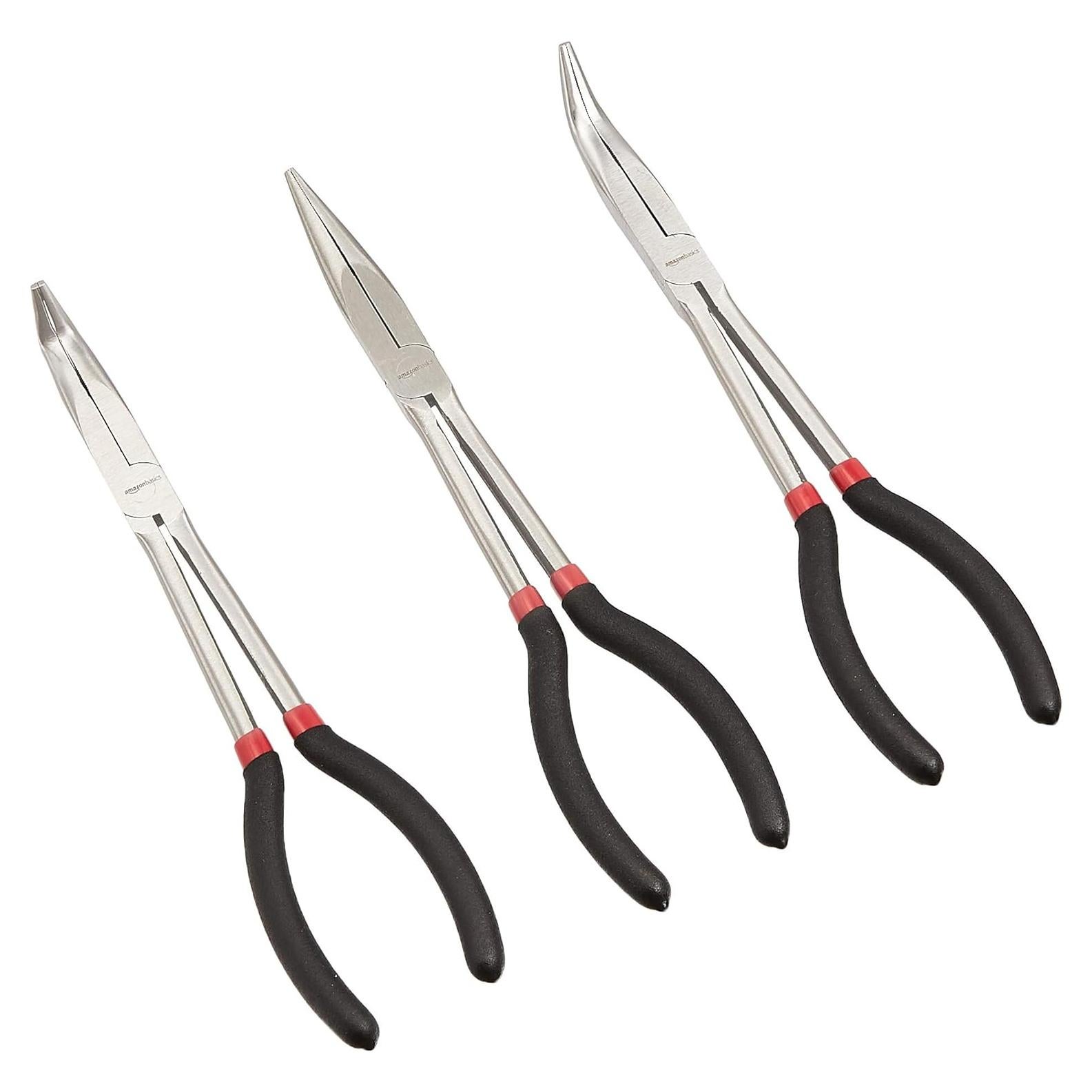 Juego de Alicates de Punta Larga Amazon Basics, 3 Piezas