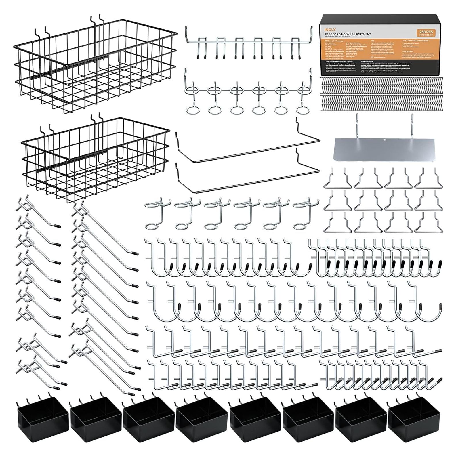 Kit Organizador de Accesorios para Tablero de Clavos INCLY 238 Piezas