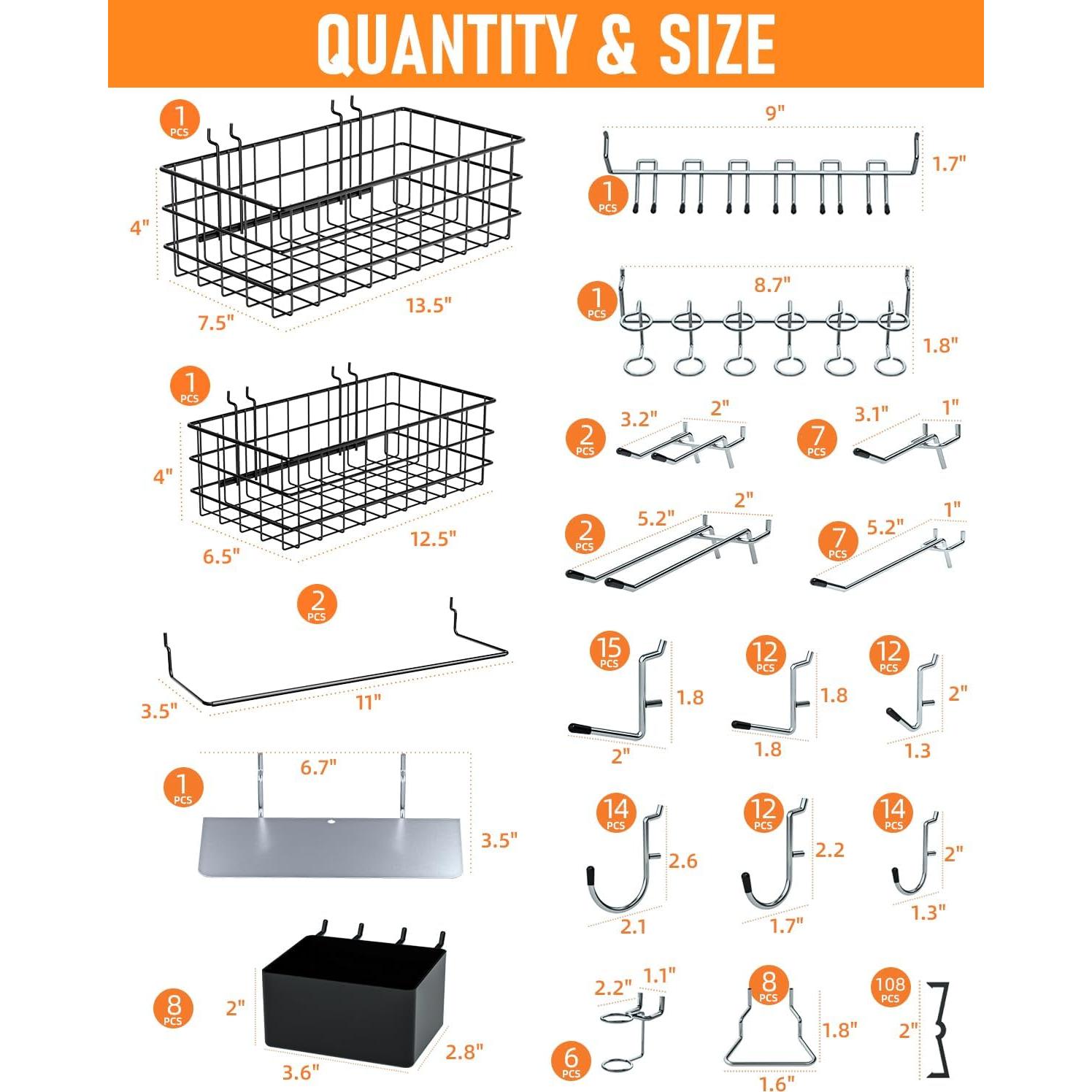 Kit Organizador de Accesorios para Tablero de Clavos INCLY 238 Piezas