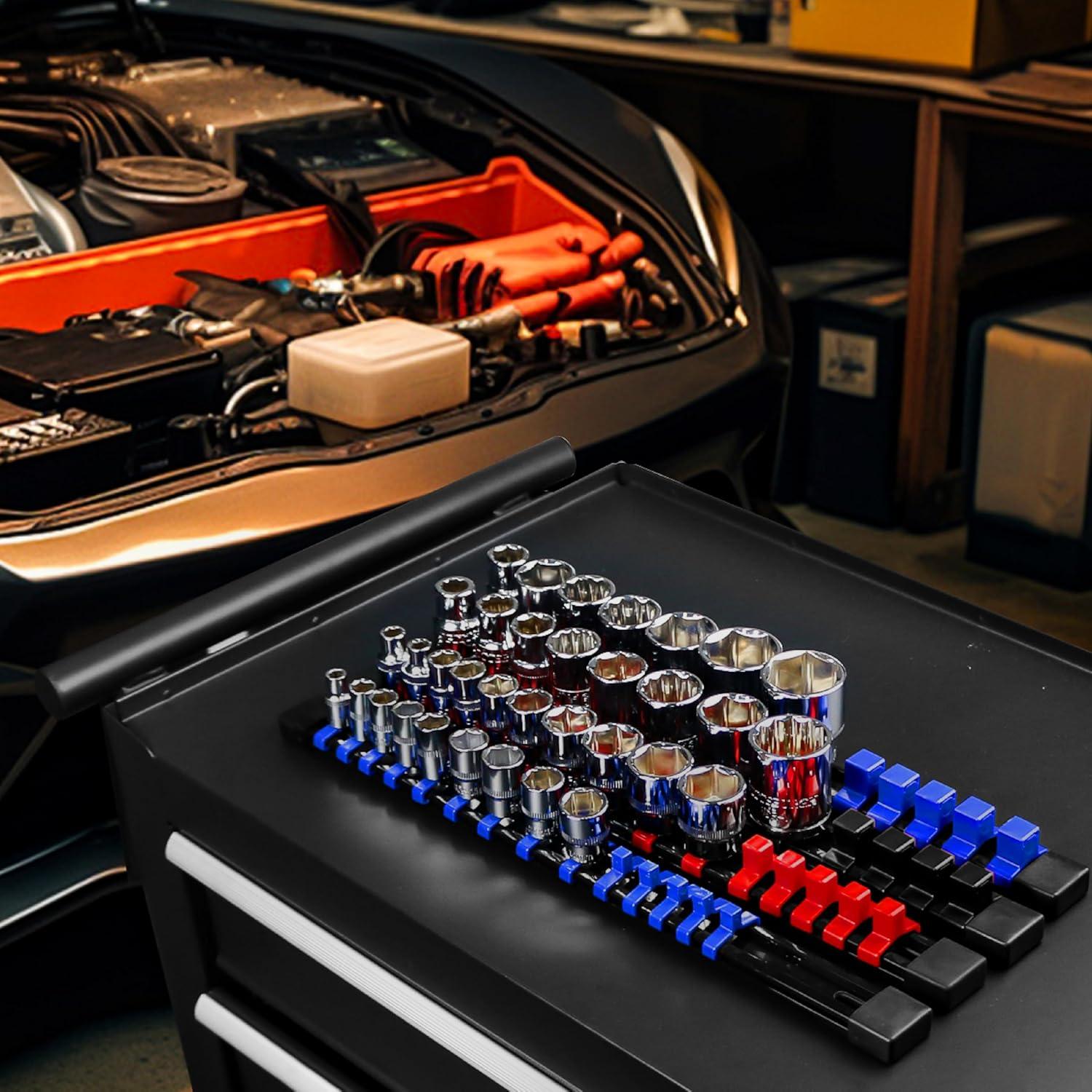 Organizador de Enchufes AMM 9 Piezas ABS Negro para Taller