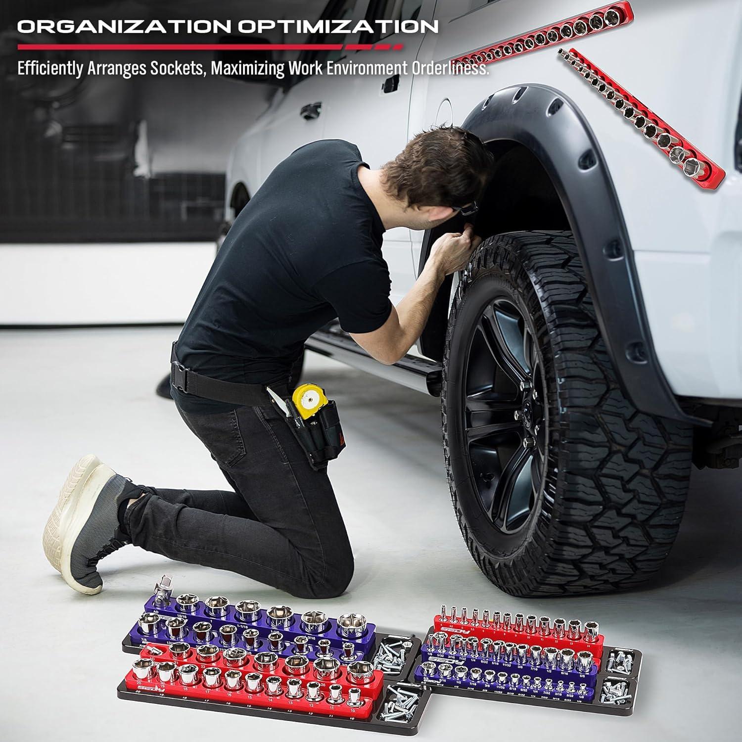 Organizador Magnético de Enchufes SEDY 6 Piezas 1/4 3/8 1/2 Drive