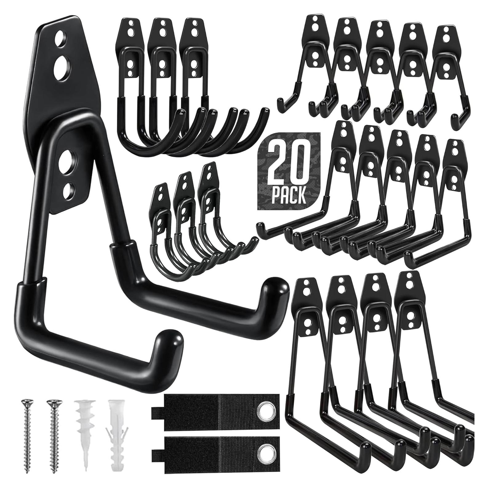 Juego de 20 Ganchos para Garaje CLEANCAVE Alta Resistencia