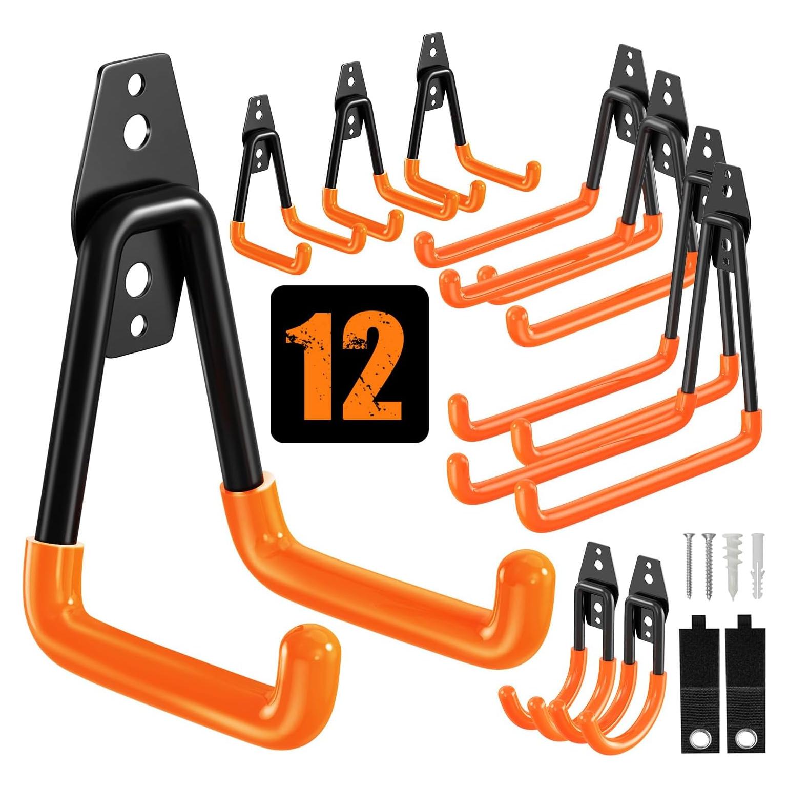 Ganchos de Garaje Pesados QcoQce 12 Unidades Naranja