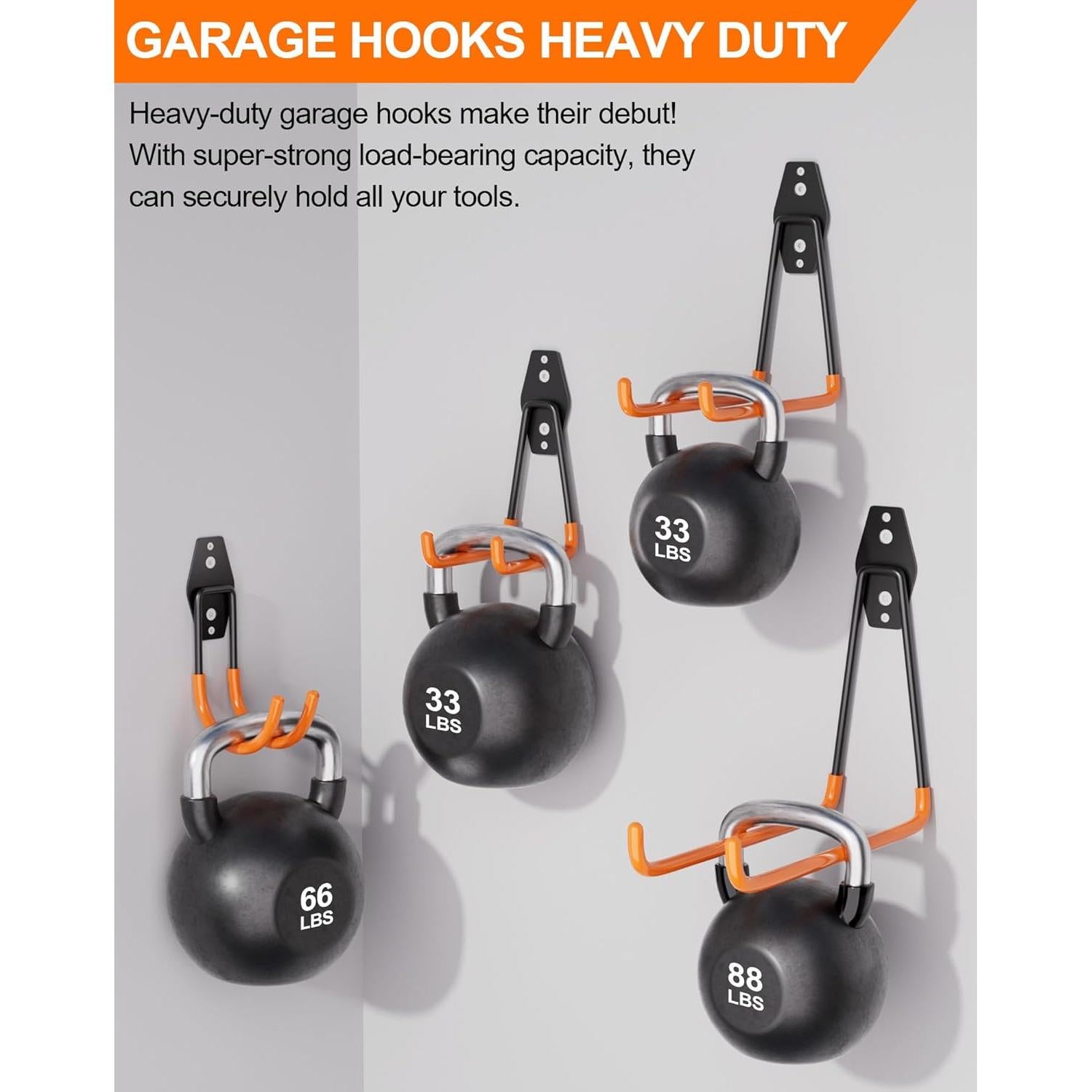Ganchos de Garaje Pesados QcoQce 12 Unidades Naranja