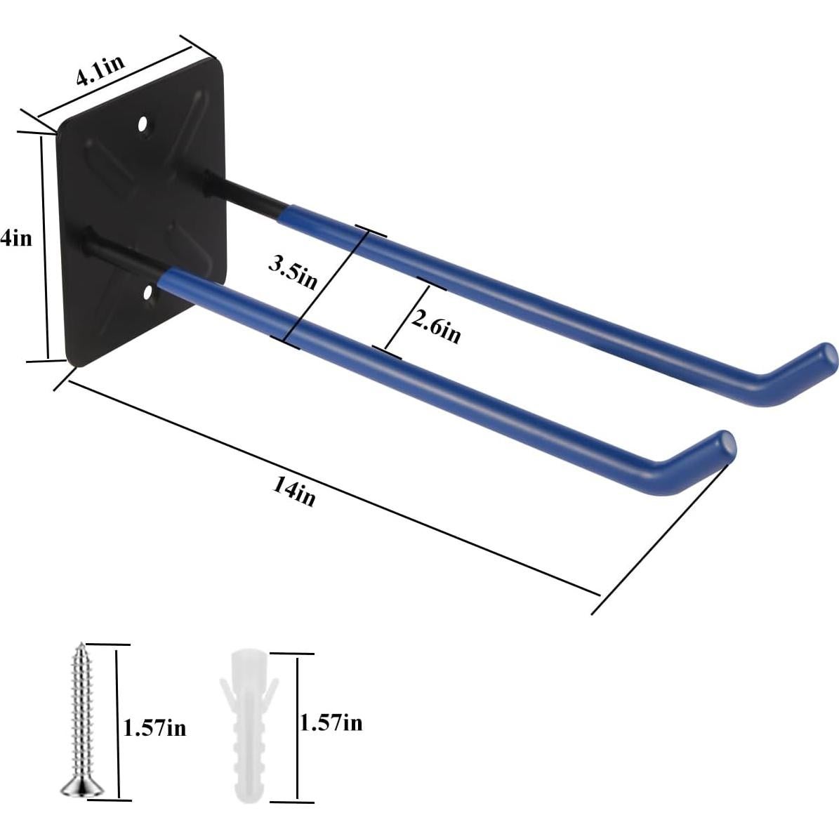 Ganchos de Almacenamiento ZexHok 35.56 cm Acero Azul Juego de 4