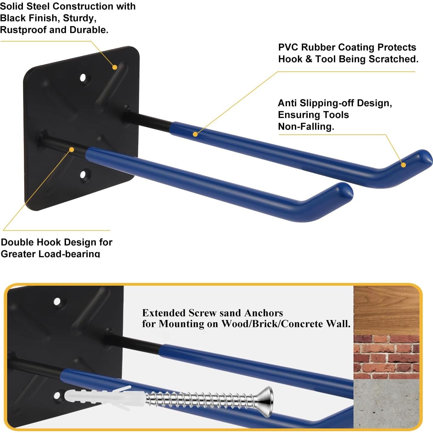 Ganchos de Almacenamiento ZexHok 35.56 cm Acero Azul Juego de 4