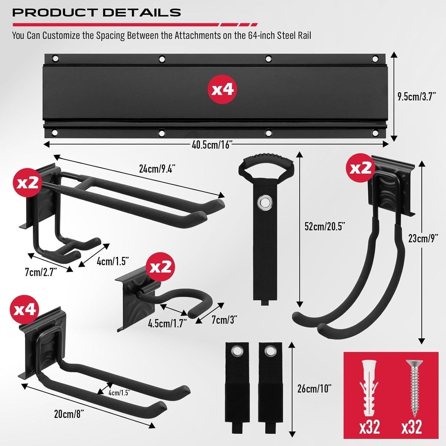 Organizador de Herramientas SEDY 162.56 cm - 4 Estantes, 10 Ganchos