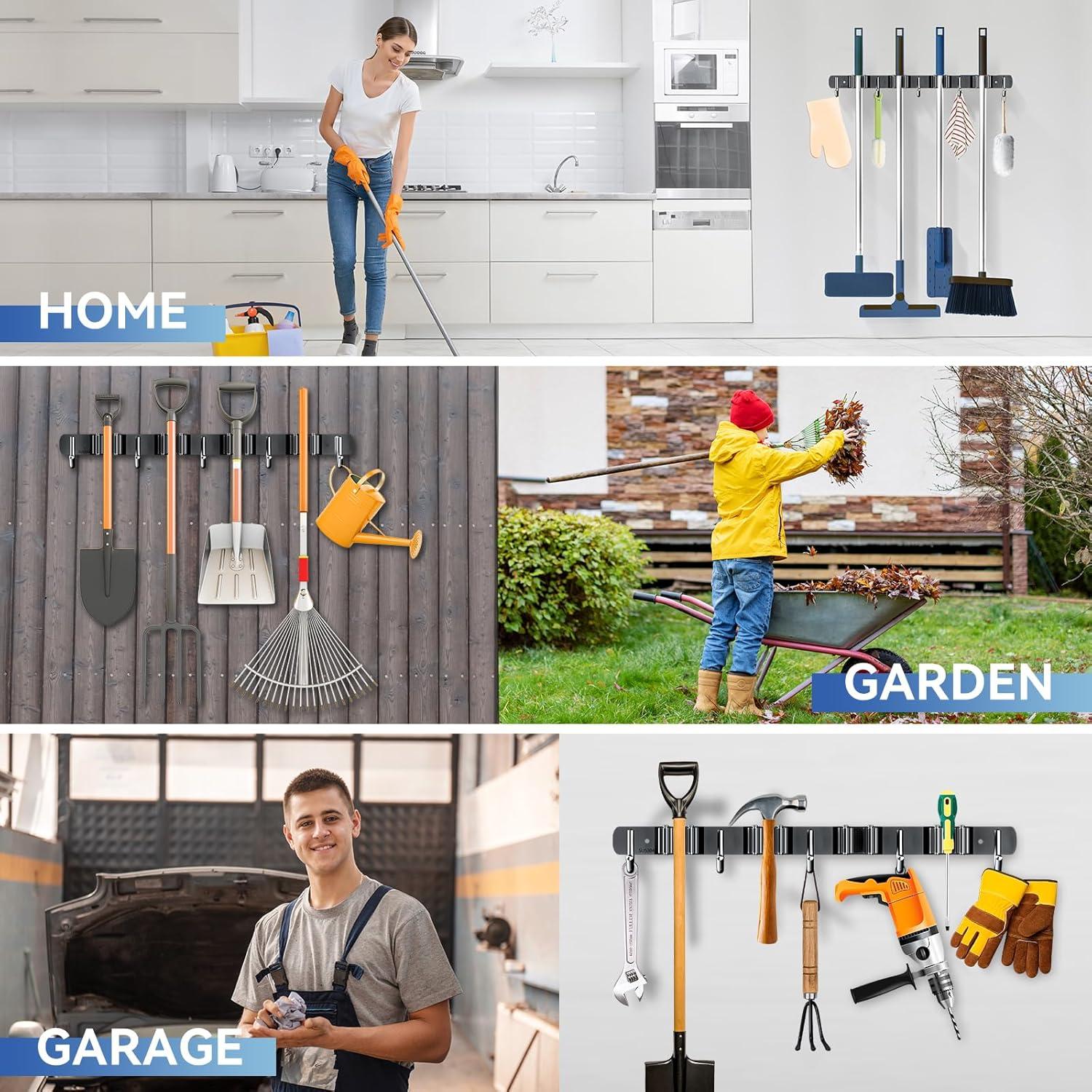 Soporte de Escoba ZONGOOL Pack de 2 Acero Inoxidable Negro