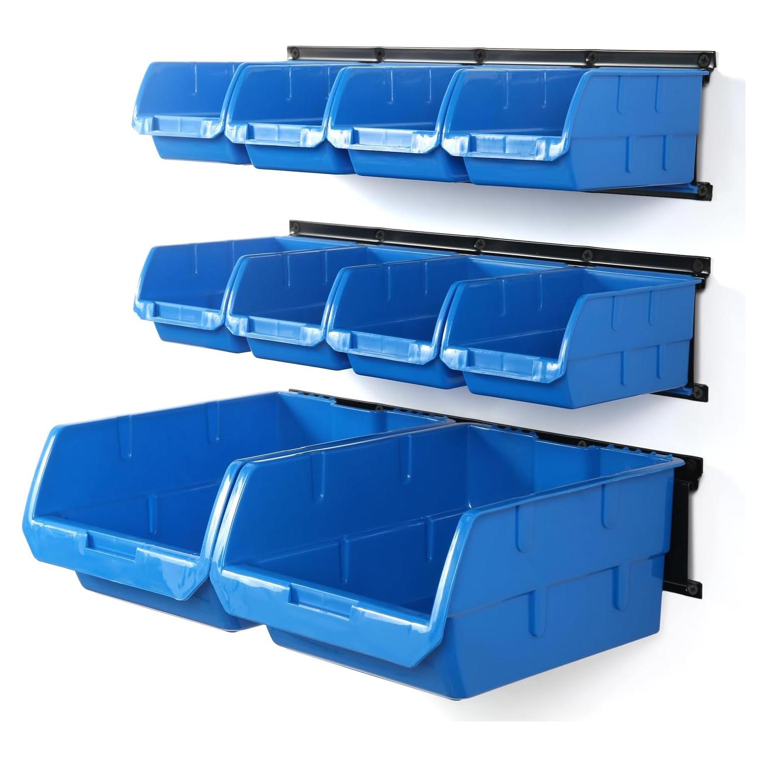 Estante de Almacenamiento Wallmaster con 10 Contenedores y 3 Rieles