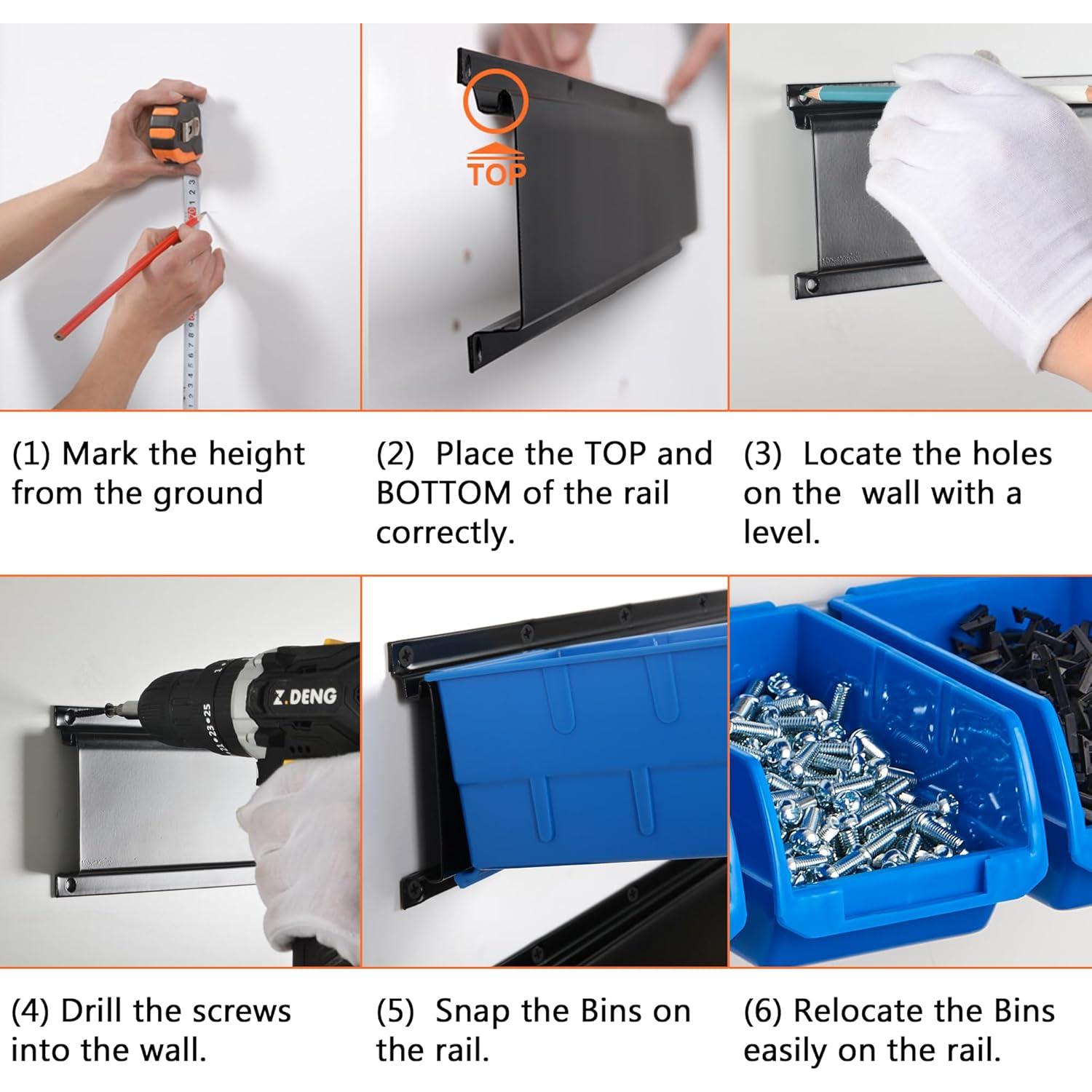 Estante de Almacenamiento Wallmaster con 10 Contenedores y 3 Rieles