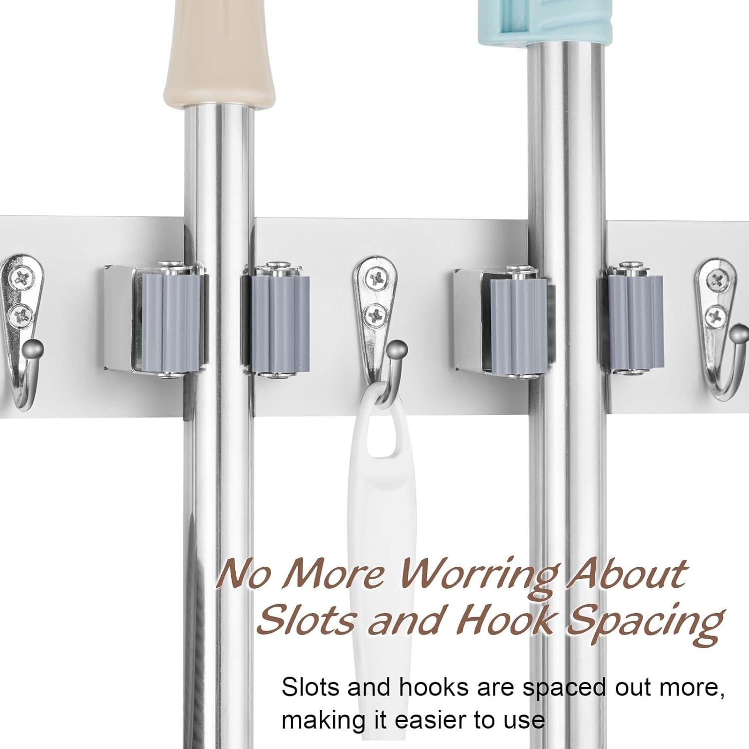 Soporte de Escoba y Mopa Montado en Pared OUTNILI - 2 Paquetes