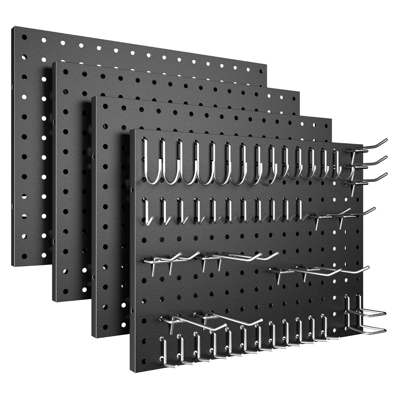 Paneles de Pegboard Spampur 4 Pcs Negro con 51 Ganchos