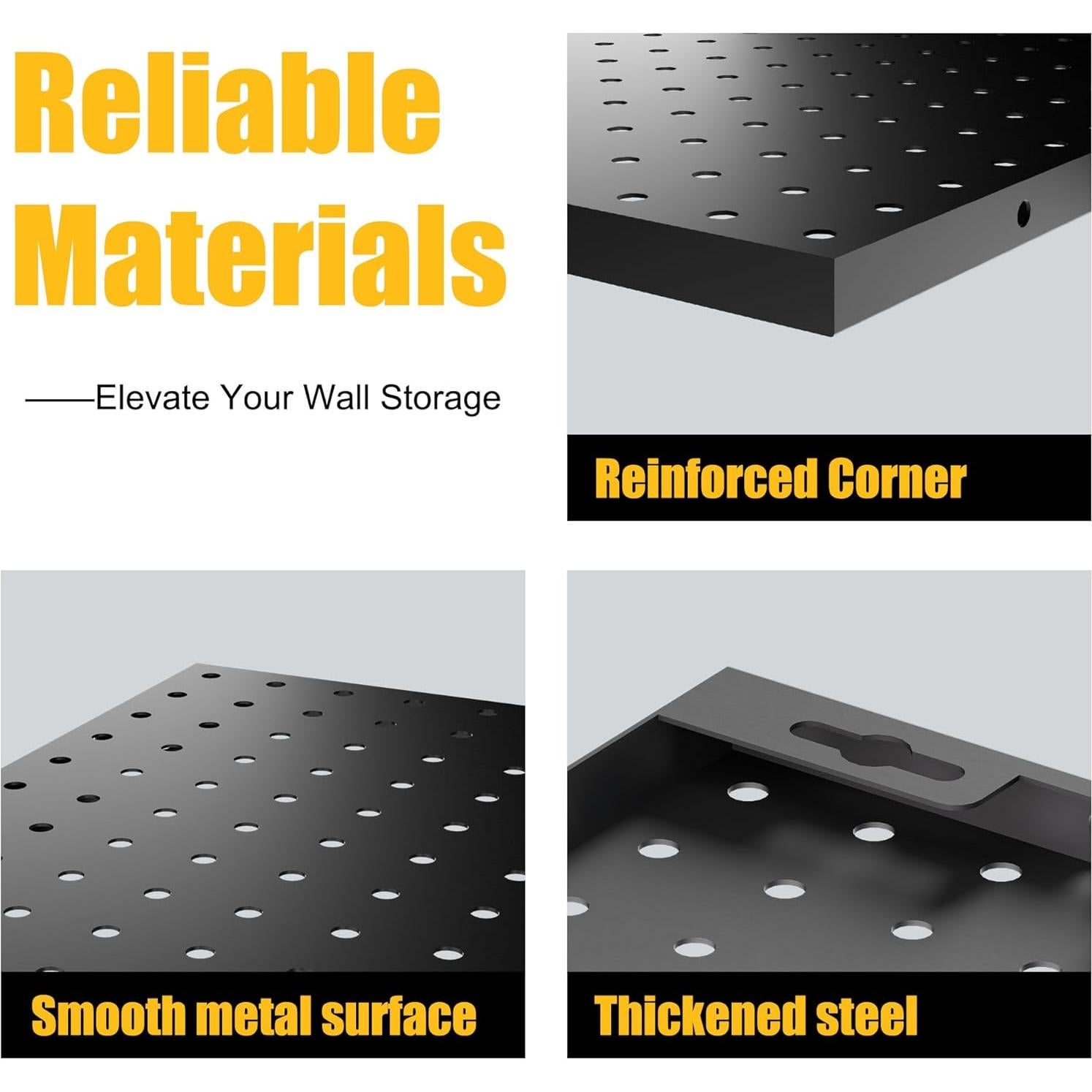 Paneles de Pegboard Spampur 4 Pcs Negro con 51 Ganchos