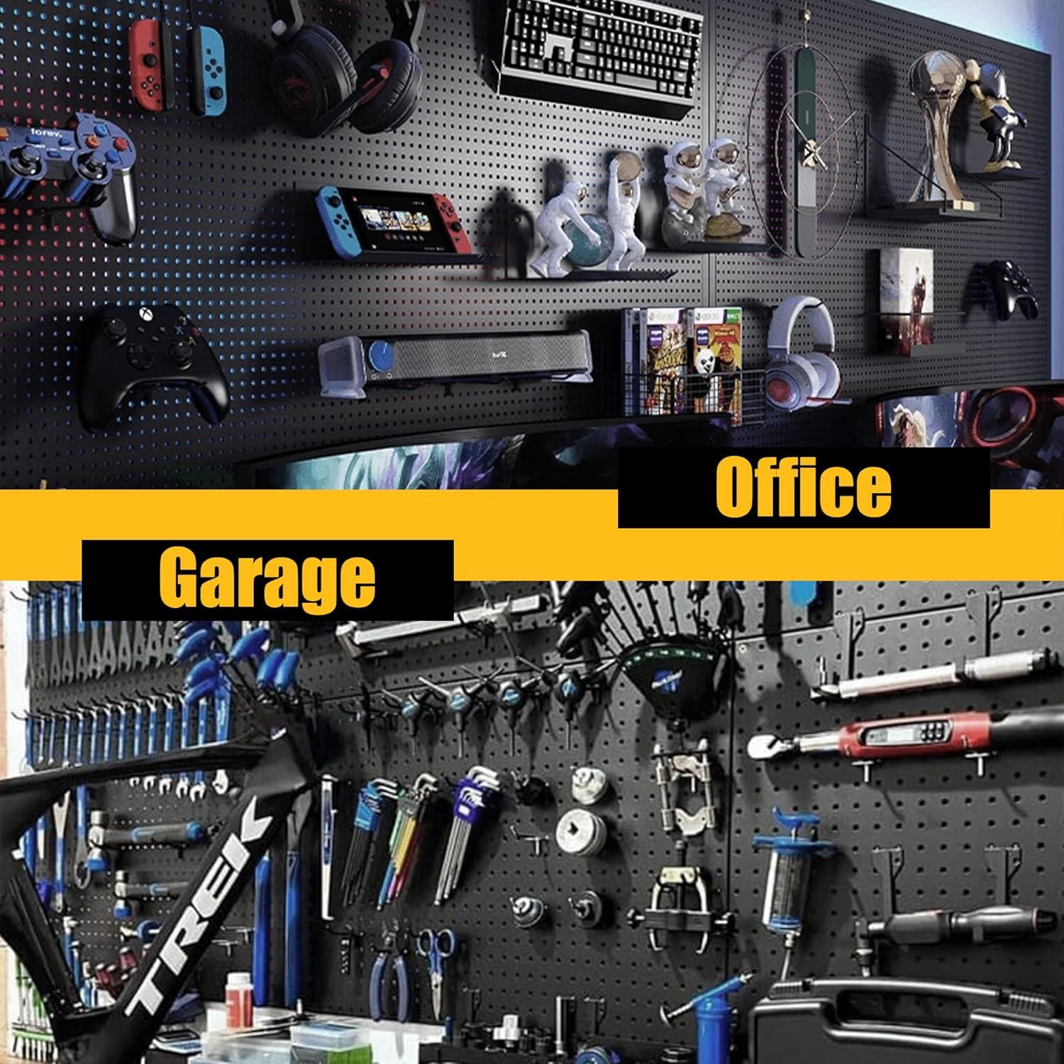 Paneles de Pegboard Spampur 4 Pcs Negro con 51 Ganchos