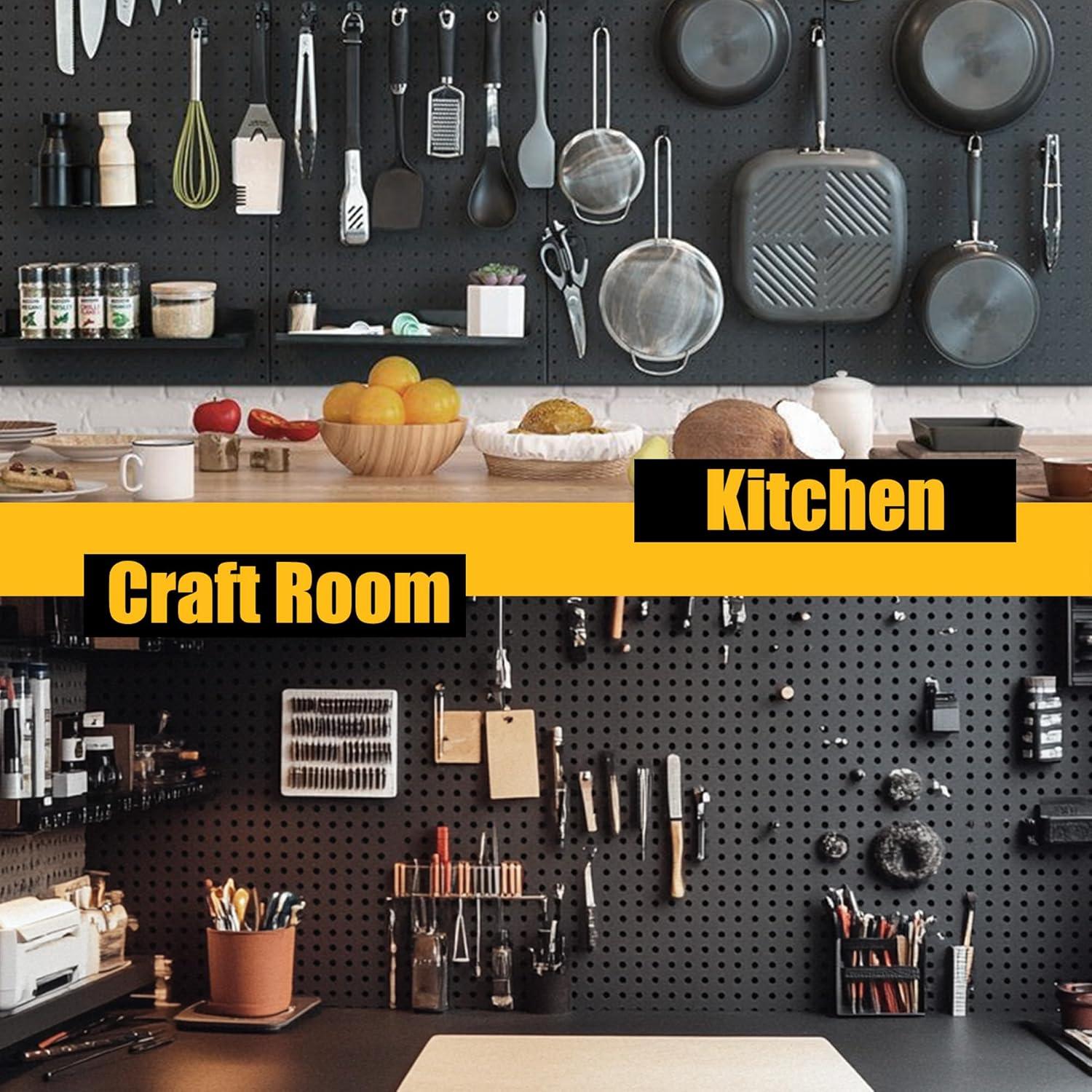 Paneles de Pegboard Spampur 4 Pcs Negro con 51 Ganchos