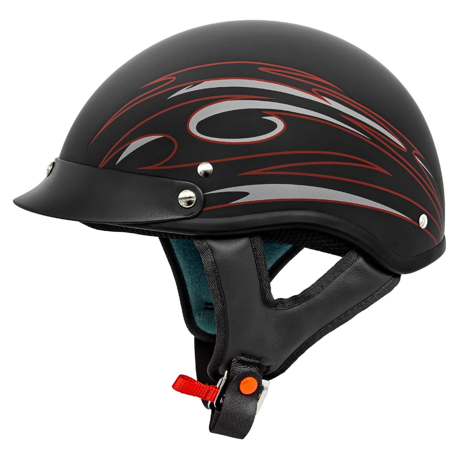 Casco VCAN V5 Cruiser Half Face Negro Rojo 1.13 kg
