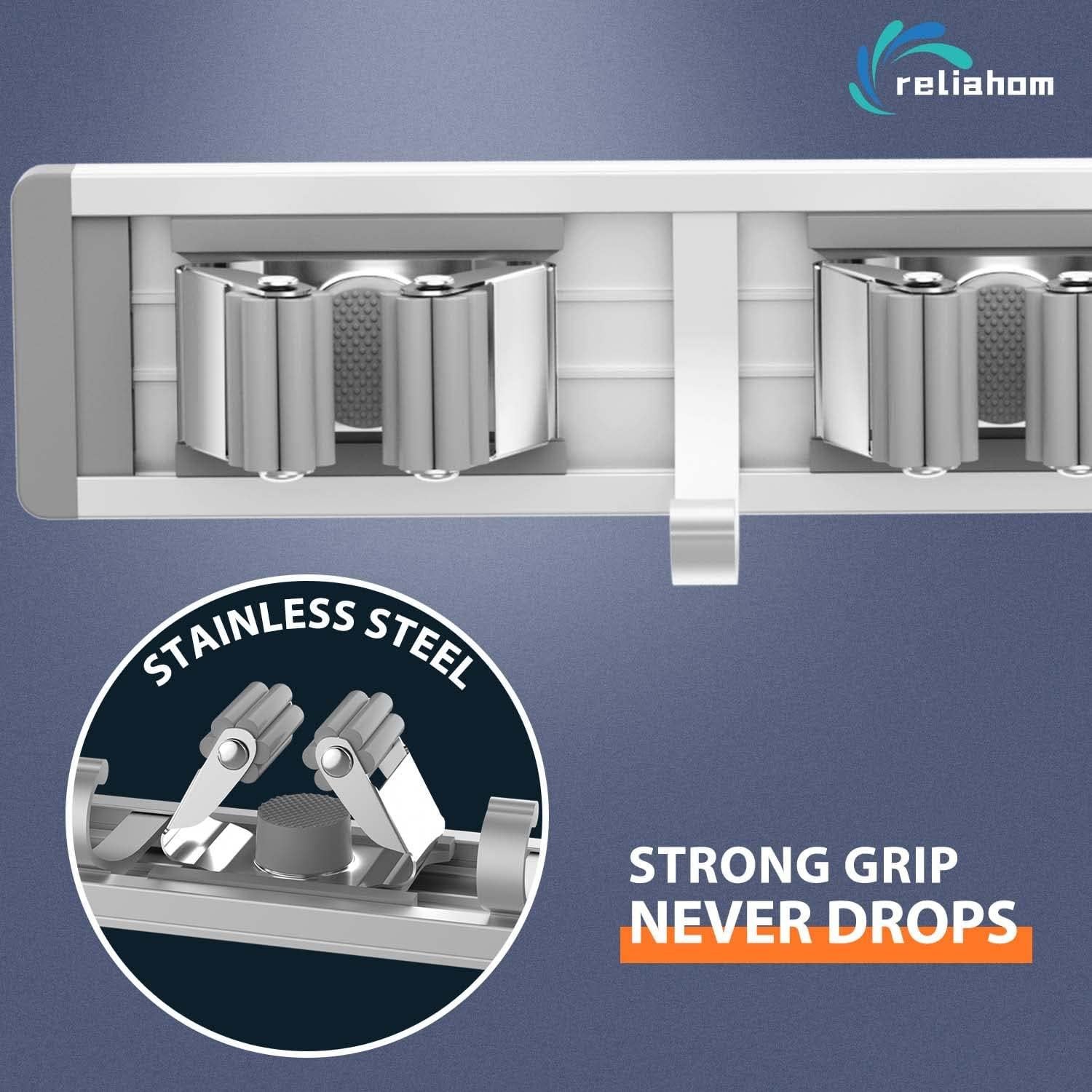 Soporte de Escoba Reliahom 2 Pack Montaje en Pared 5 Racks 4 Ganchos