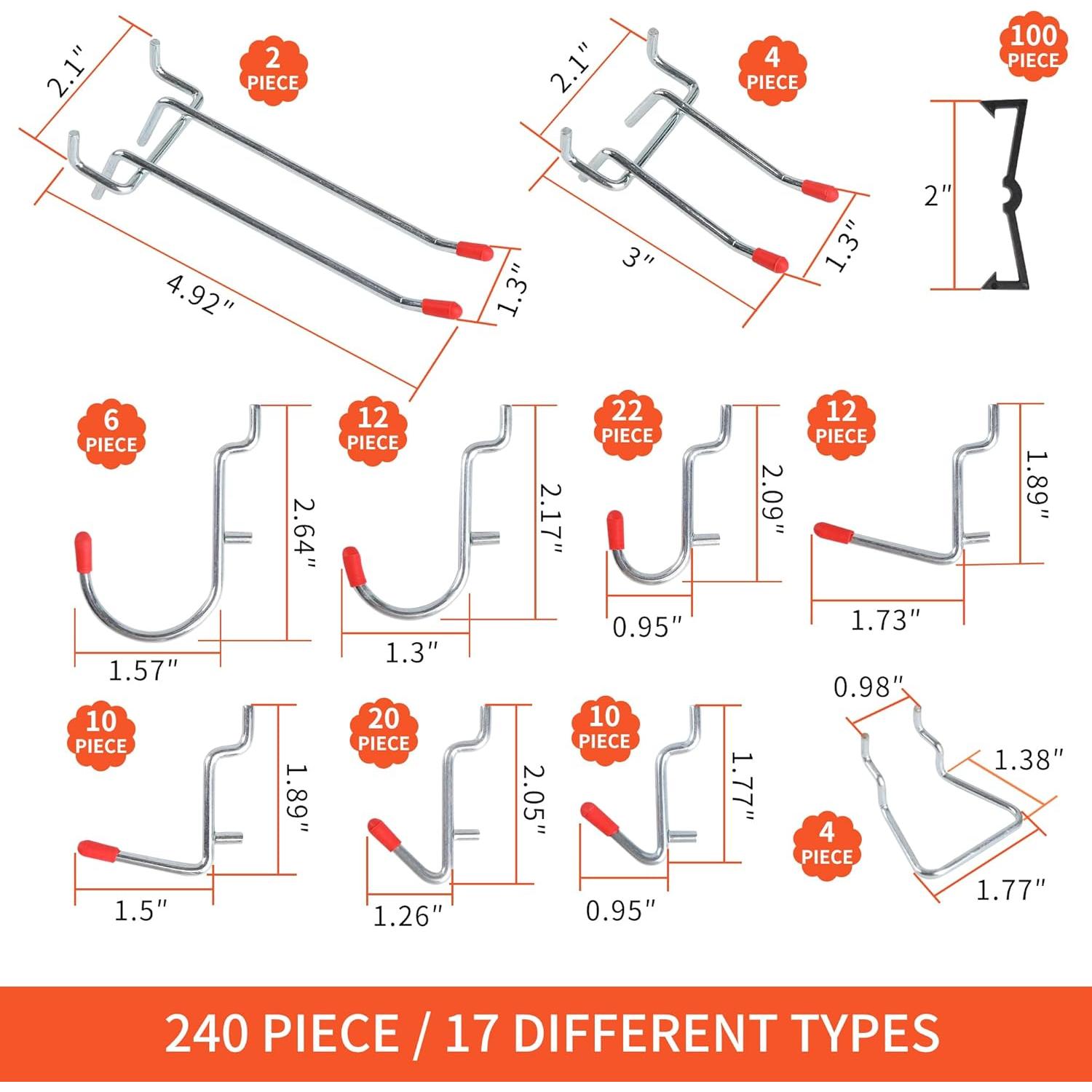 Juego de Ganchos para Tablero Perforado Falpro 240 Pcs