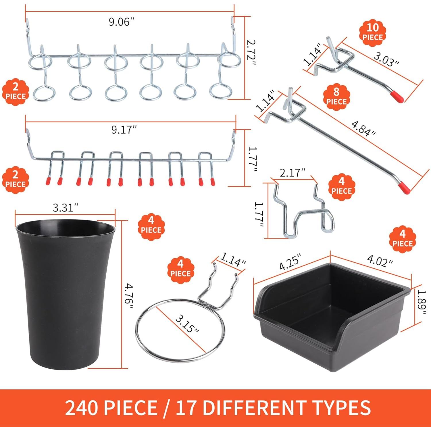 Juego de Ganchos para Tablero Perforado Falpro 240 Pcs