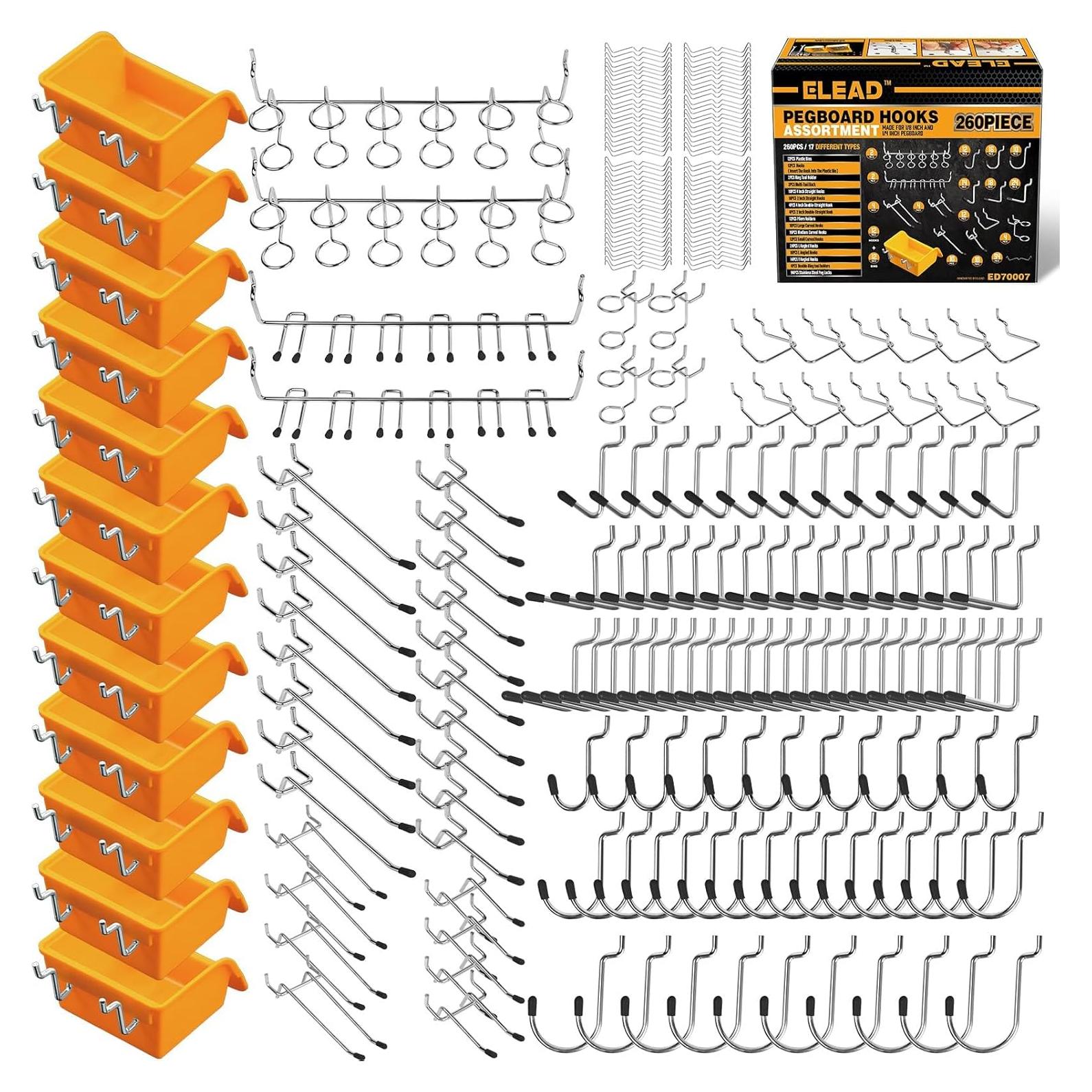 Ganchos para Tablero de Clavos ELEAD 260 Piezas Organizador