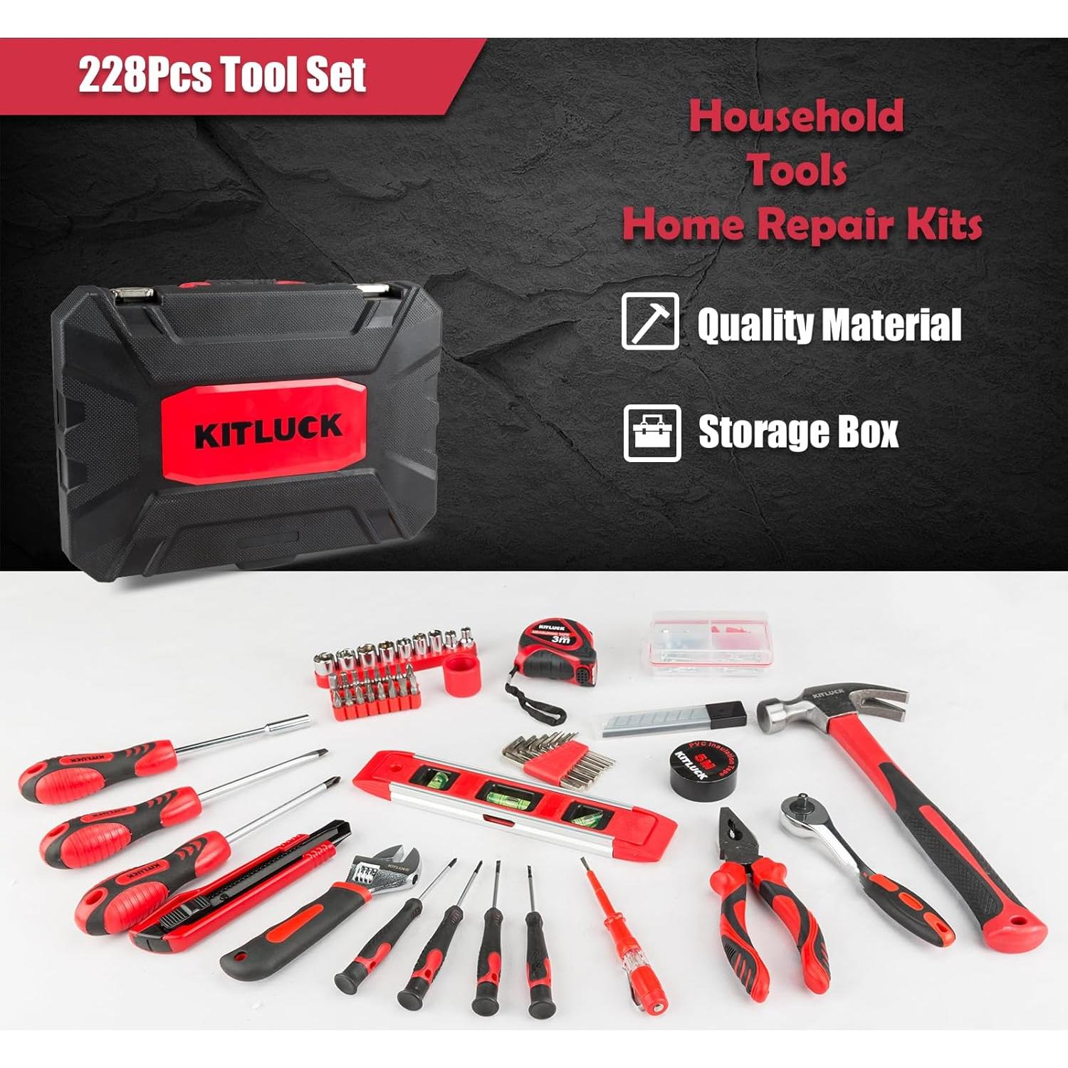 Kit de Herramientas Manuales 138 Piezas KITLUCK para Hogar y Auto