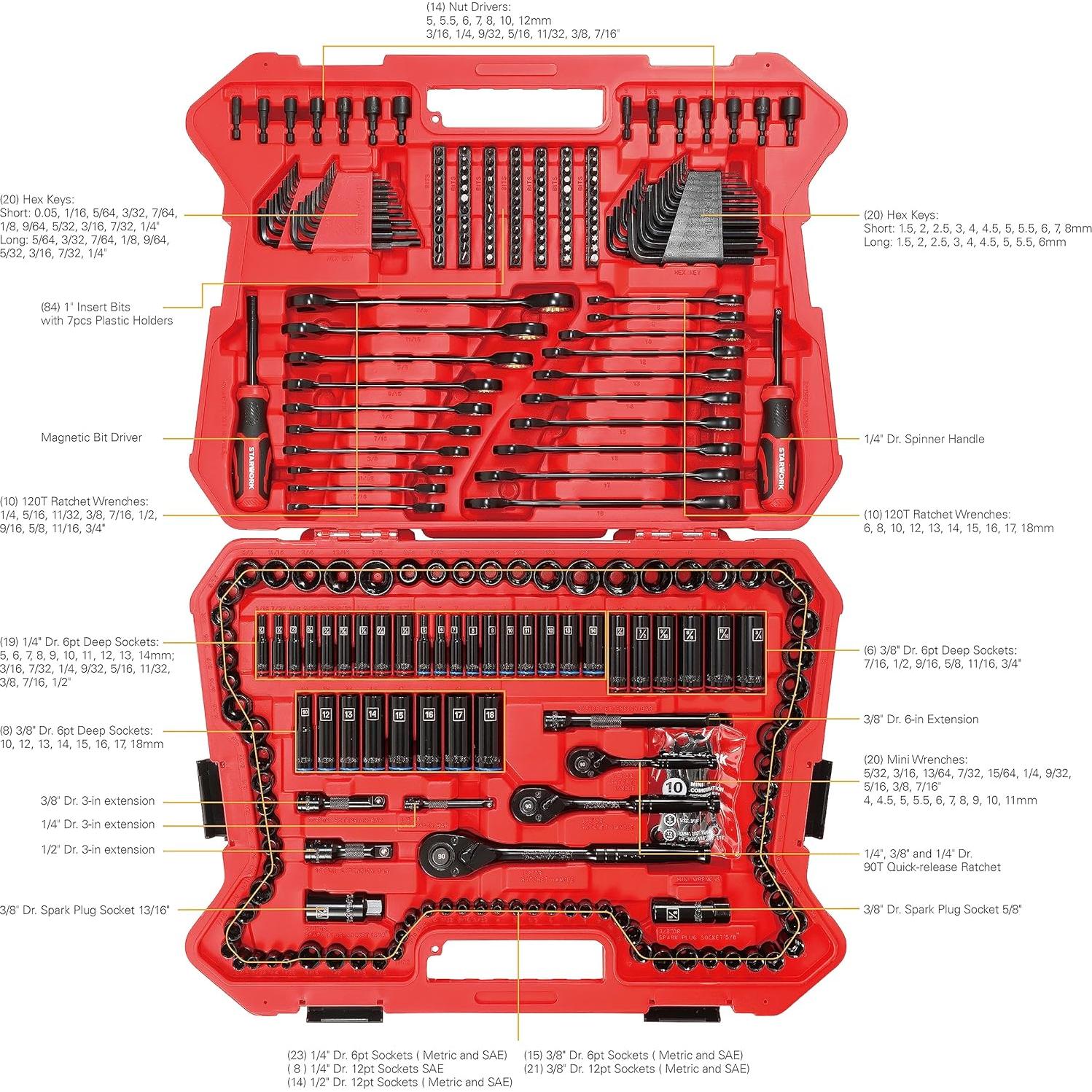 Juego de Herramientas Mecánicas Starwork 303 Piezas Profesional