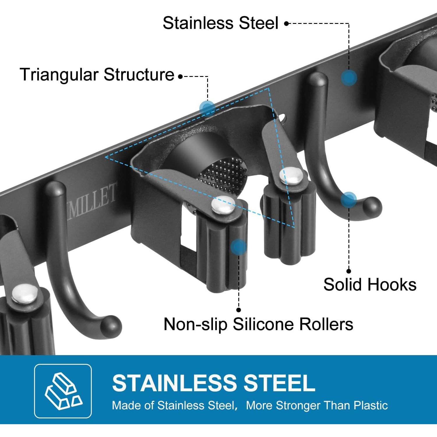 Soporte de Escoba IMILLET Acero Inoxidable 2 Paquetes 5 Soportes
