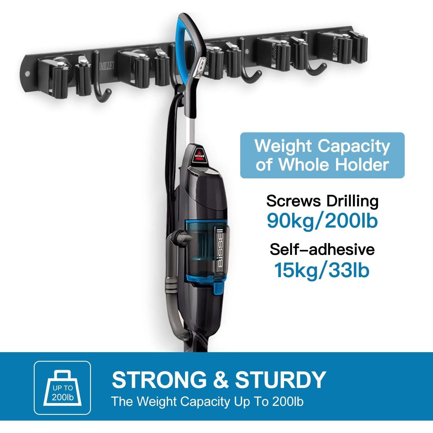 Soporte de Escoba IMILLET Acero Inoxidable 2 Paquetes 5 Soportes