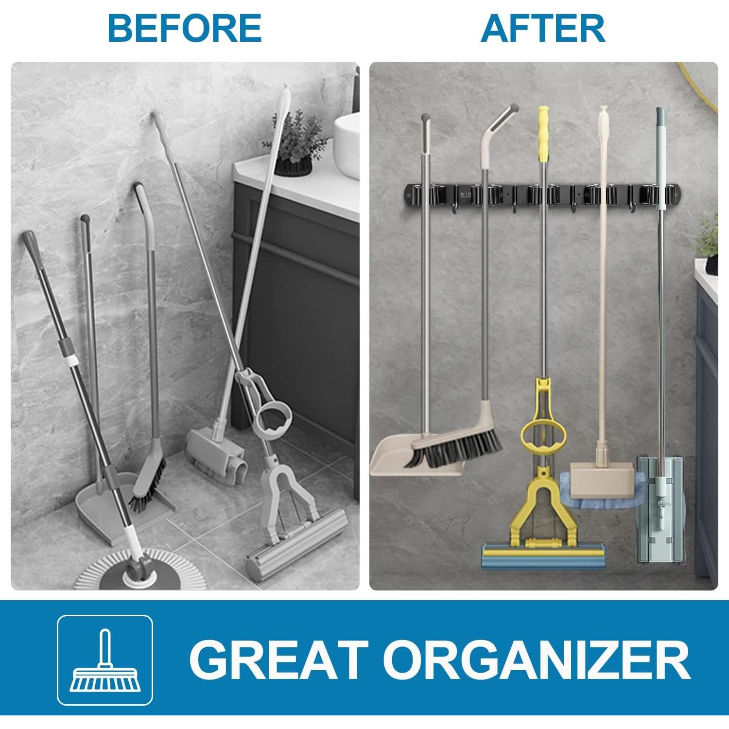 Soporte de Escoba IMILLET Acero Inoxidable 2 Paquetes 5 Soportes