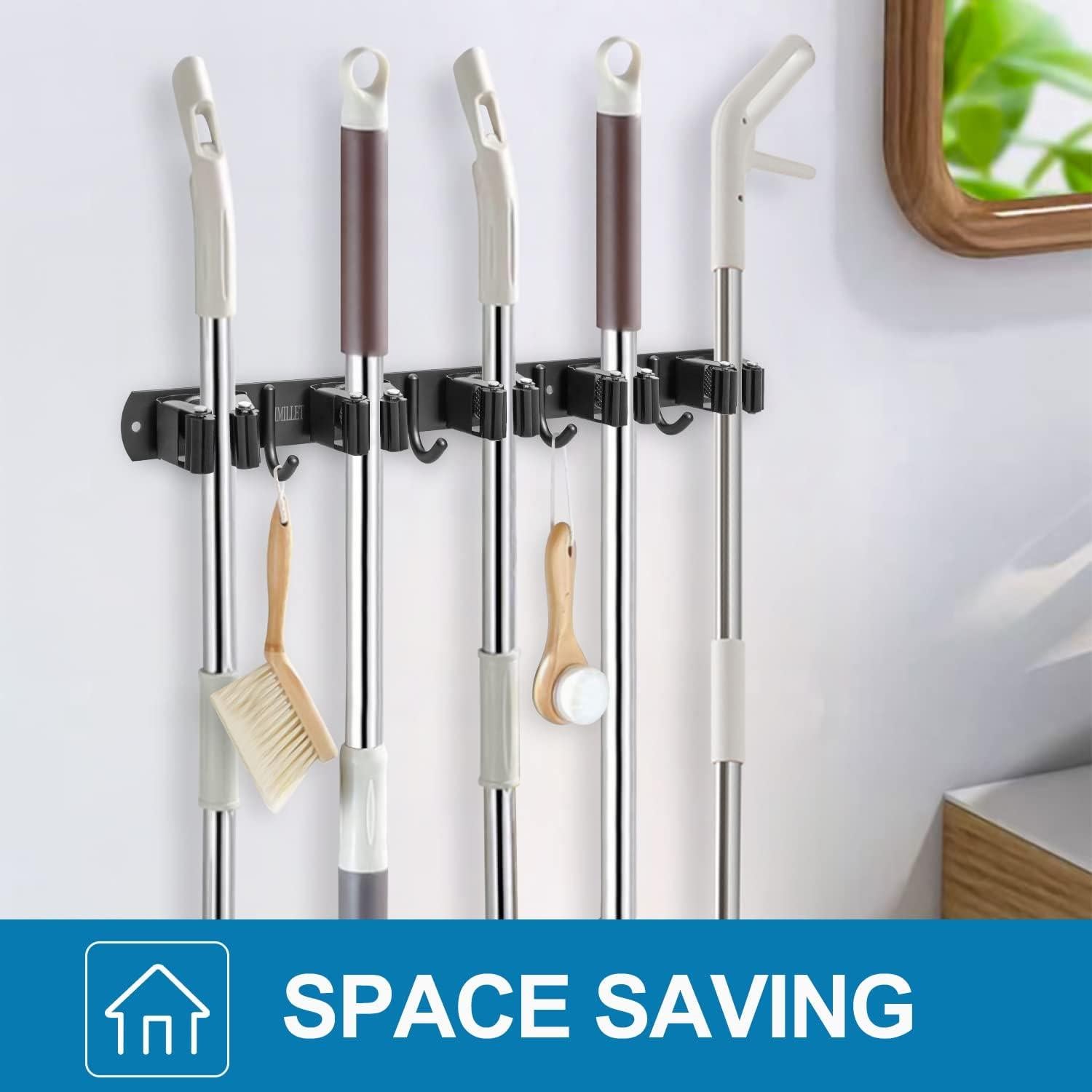 Soporte de Escoba IMILLET Acero Inoxidable 2 Paquetes 5 Soportes