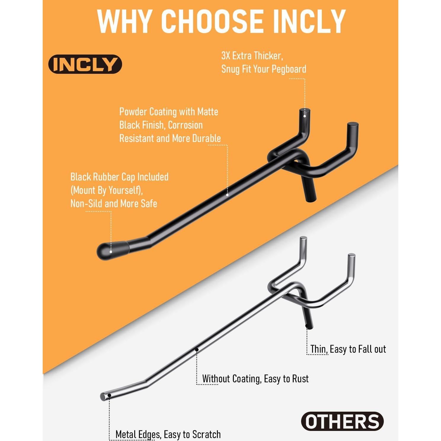 Ganchos de Tablero de Clavos INCLY 60 Piezas 5-15 cm Alta Resistencia