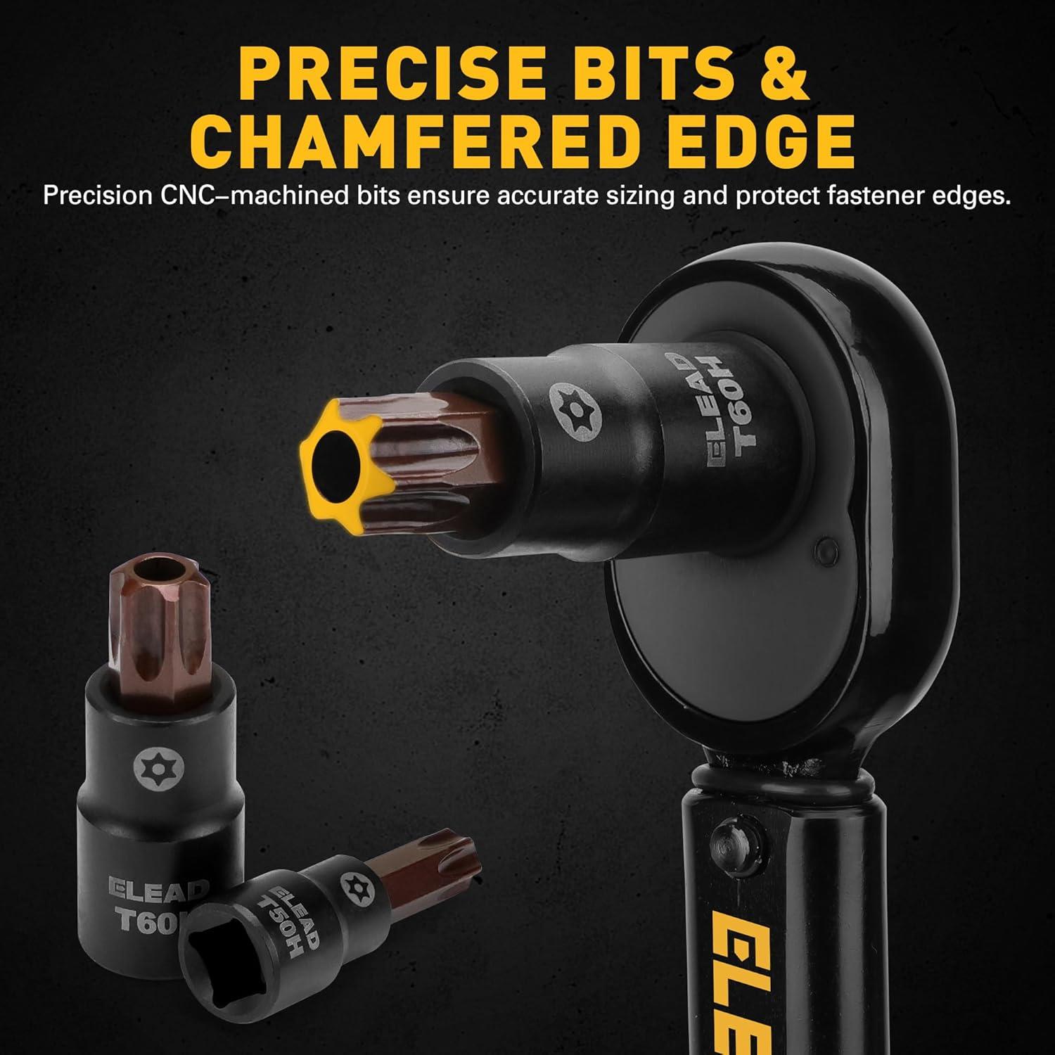 Juego de 16 Piezas Enchufe Torx ELEAD T8-T60 Acero S2