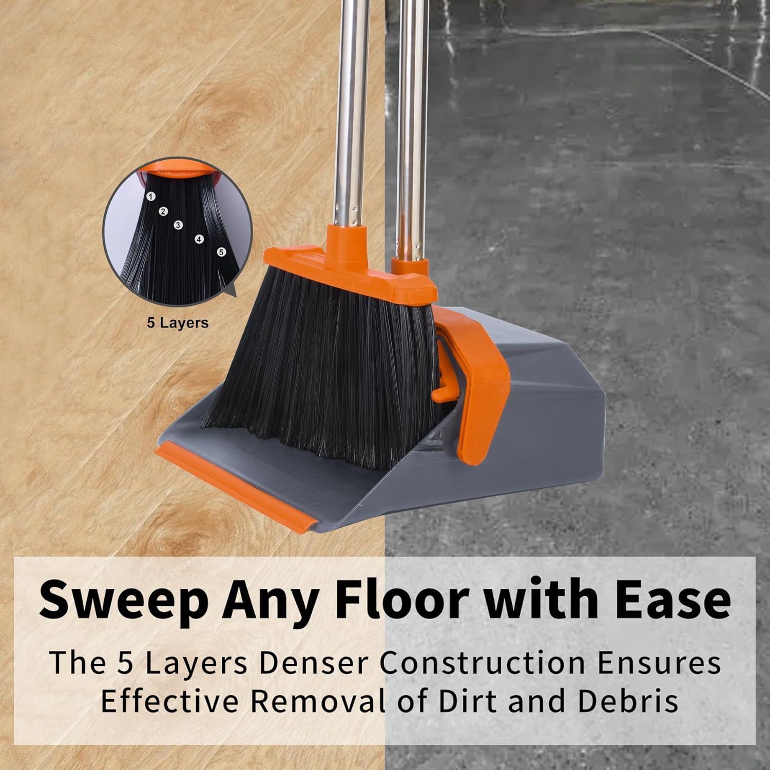 Juego de Escoba y Recogedor Tiumso 129.54 cm Gris y Naranja