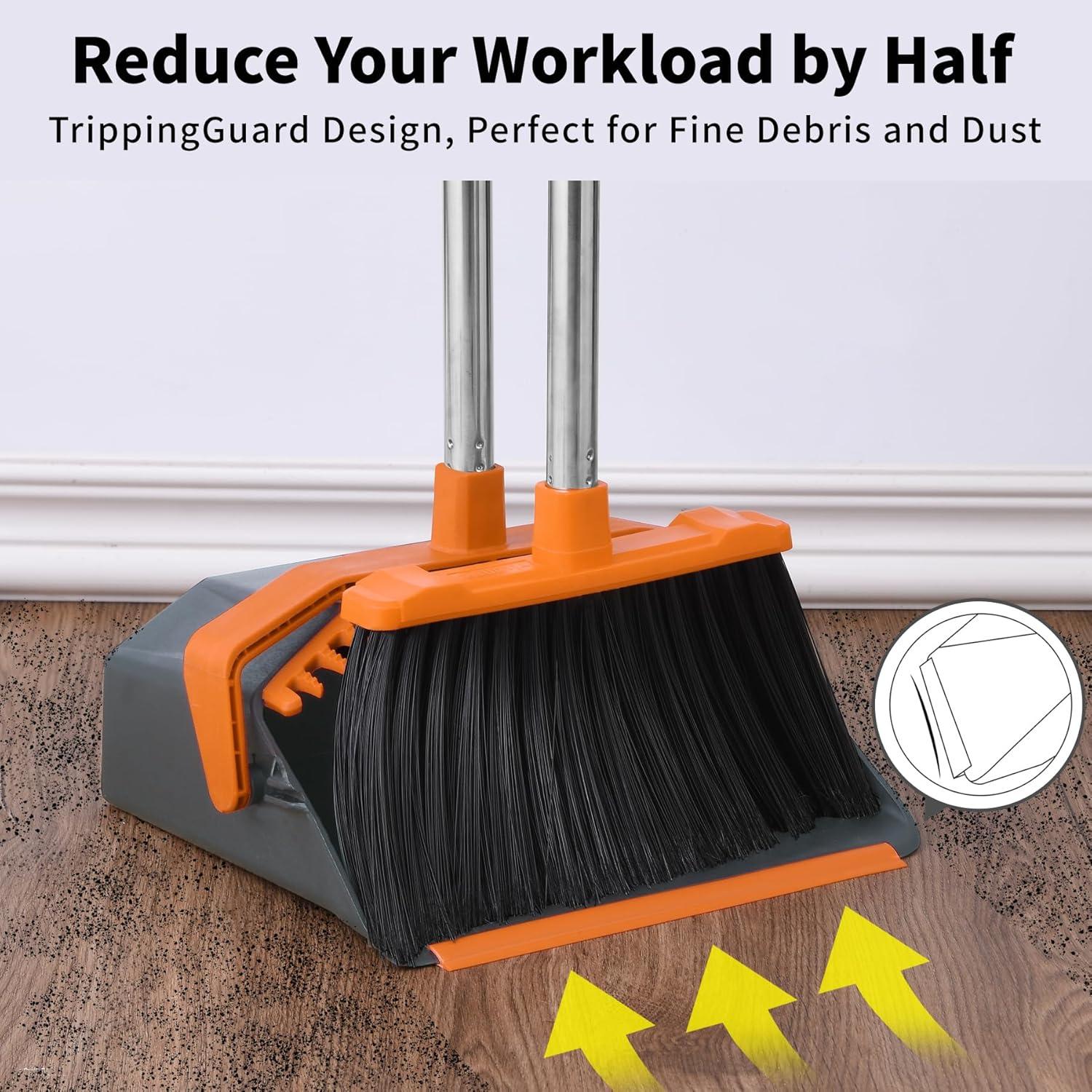 Juego de Escoba y Recogedor Tiumso 129.54 cm Gris y Naranja