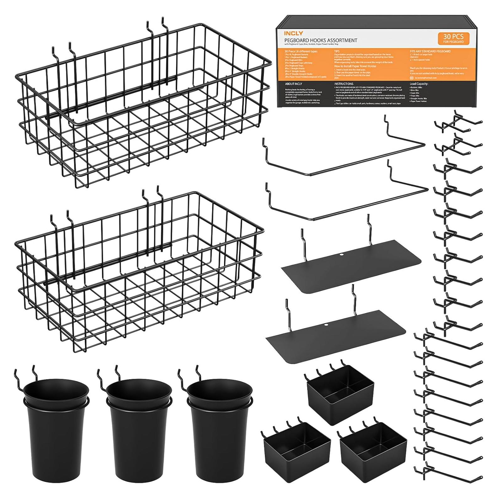 Kit Organizador de Tablero de Clavos INCLY 30 Piezas Accesorios