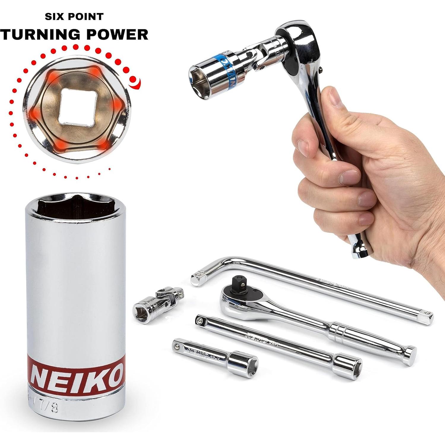 Juego de Carraca y Enchufes NEIKO 58 Piezas Acero Vanadio