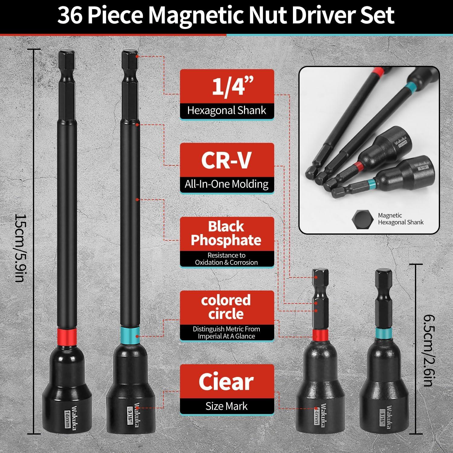 Juego de Destornilladores Magnéticos 60PCS WaKuKa - SAE y Métricos