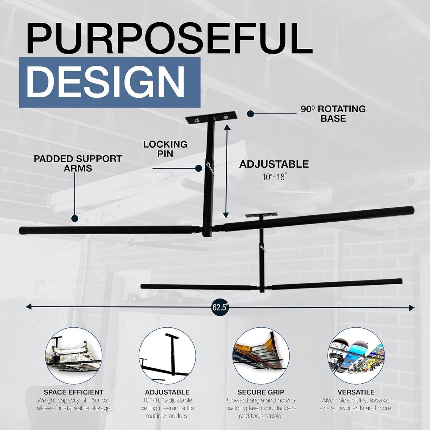 Soporte de Techo para Escaleras StoreYourBoard Doble 68 kg