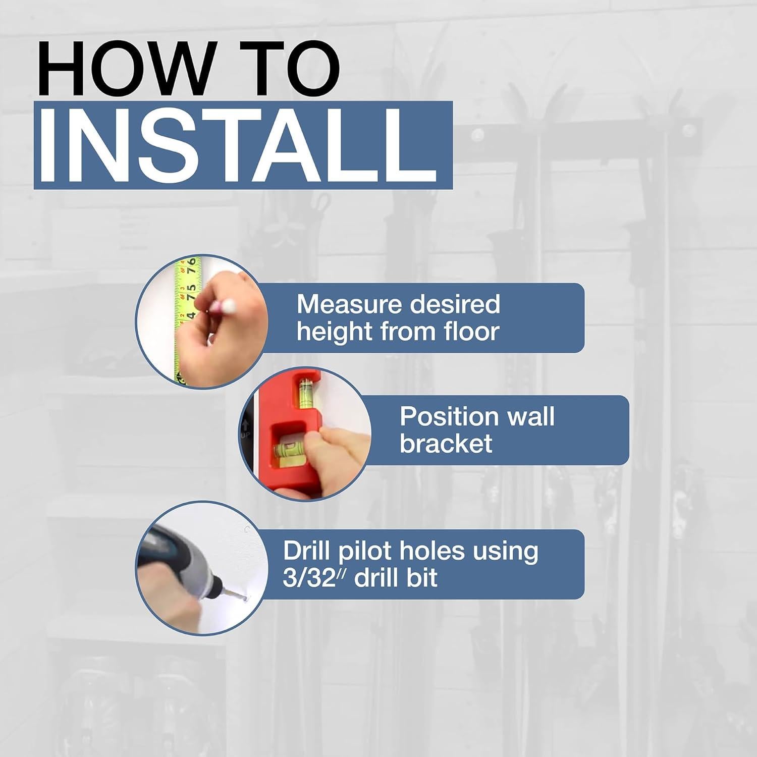 Soporte de Pared para Esquís StoreYourBoard - 8 Pares, 90.72 kg