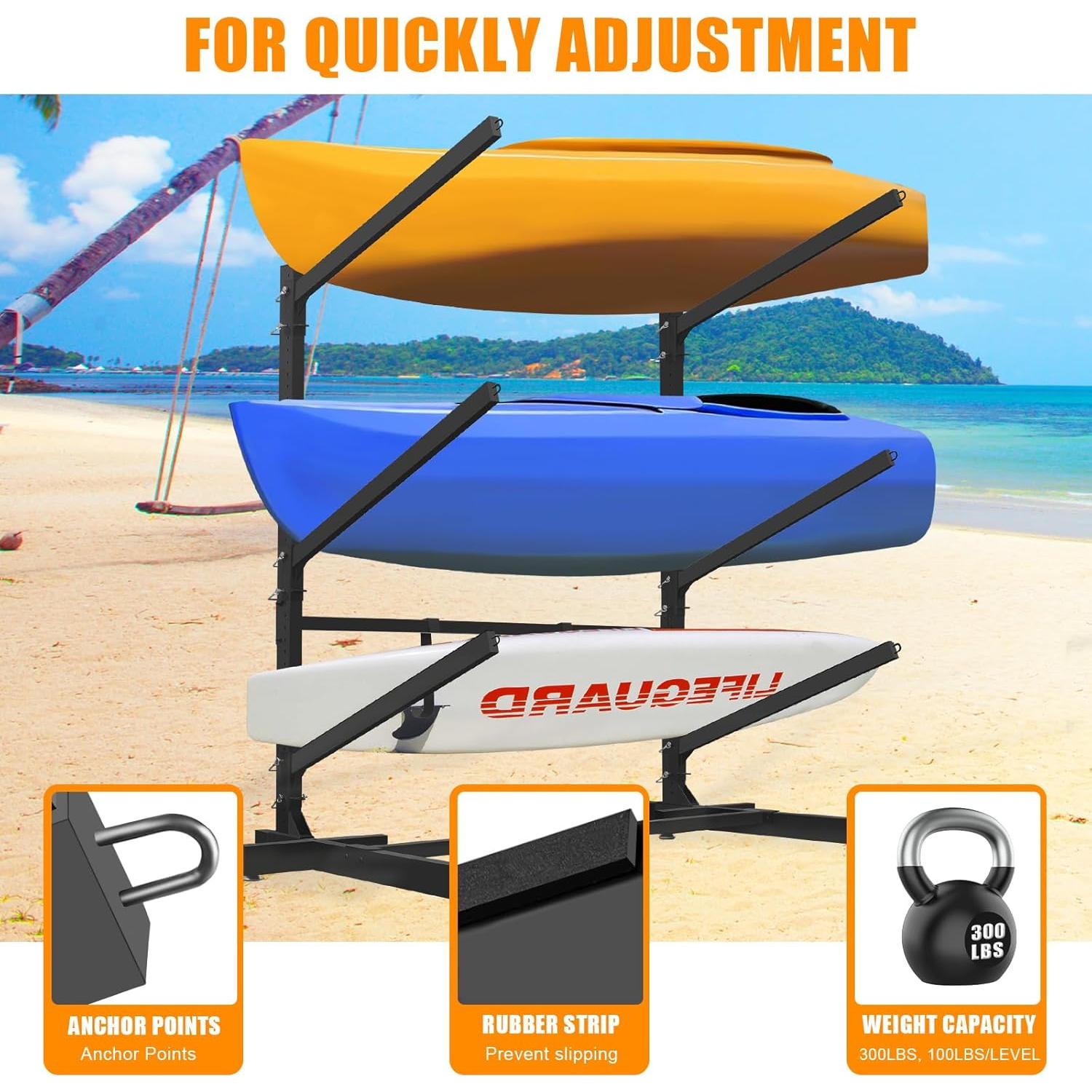 Soporte para Kayak GLIMOVA 3 Capas Alta Resistencia 45kg