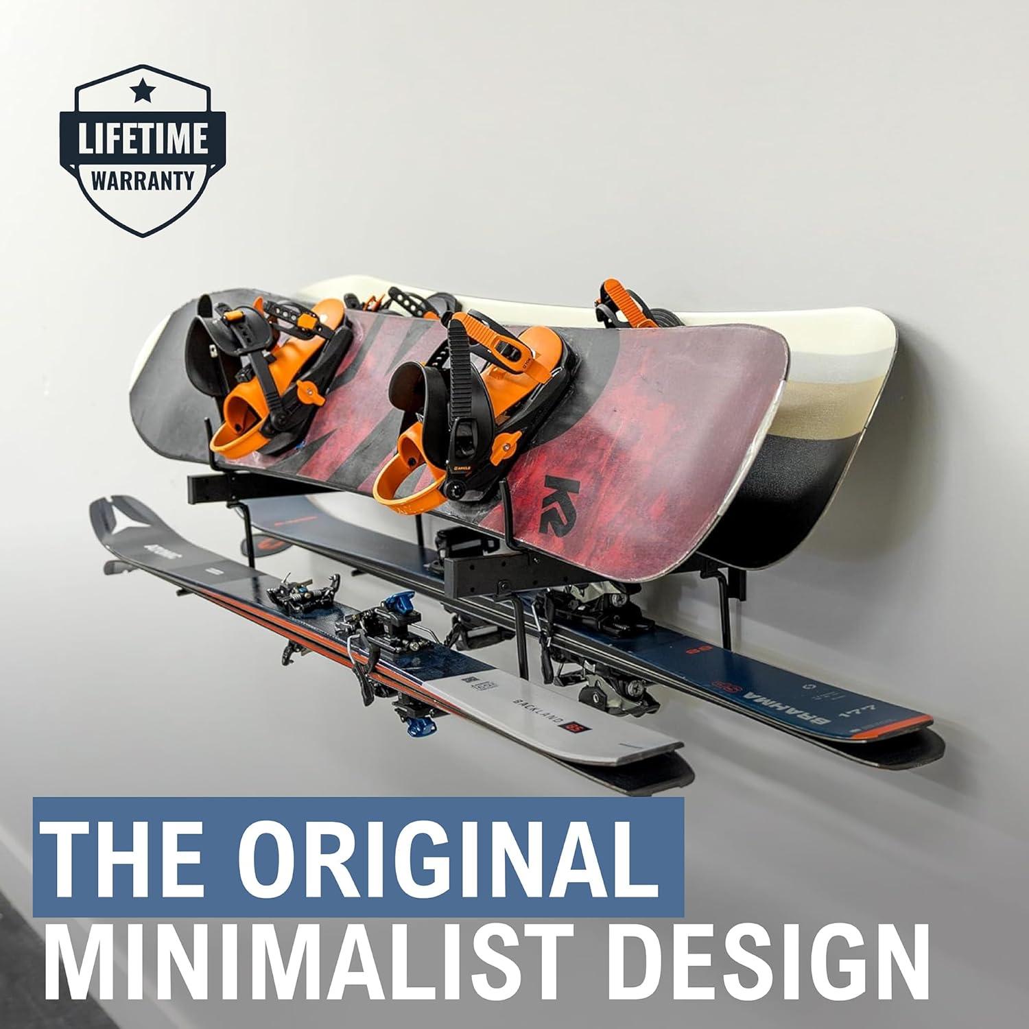 Soporte de Almacenamiento para Esquís y Snowboards StoreYourBoard, Montaje en Pared, Soporta 4 Pares