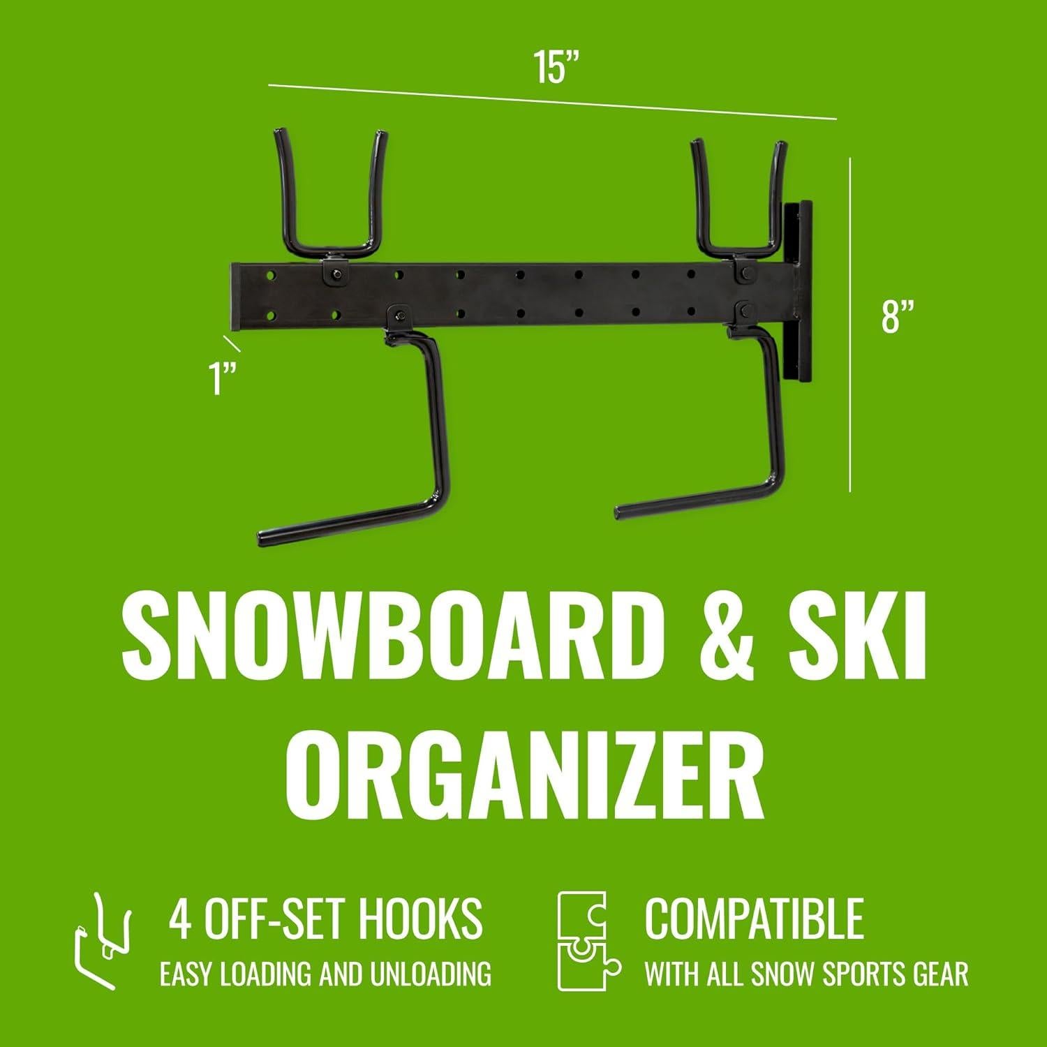 Soporte de Almacenamiento para Esquís y Snowboards StoreYourBoard, Montaje en Pared, Soporta 4 Pares