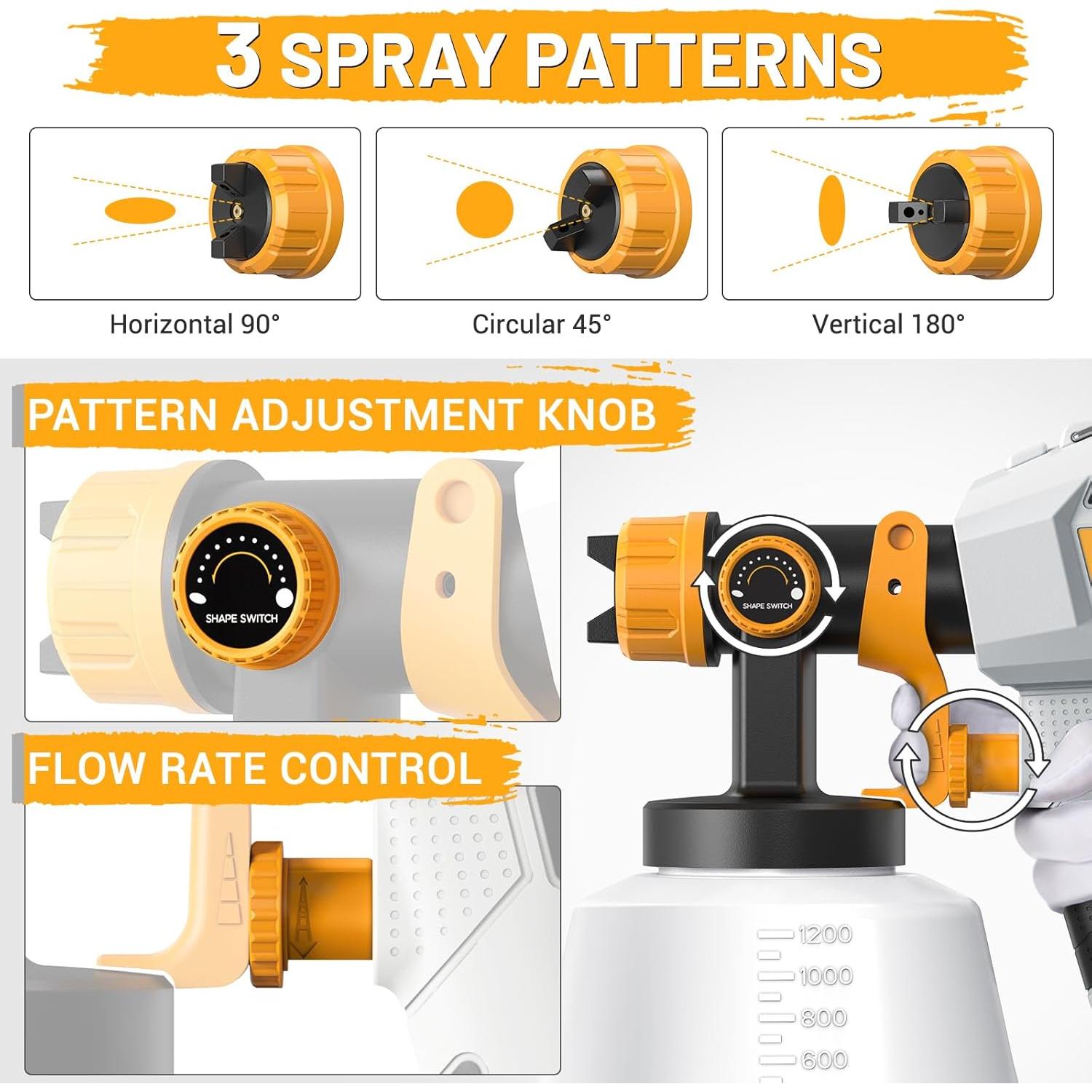 Pulverizador de Pintura Eléctrico Tiagowell 700W 1200ml 5 Boquillas