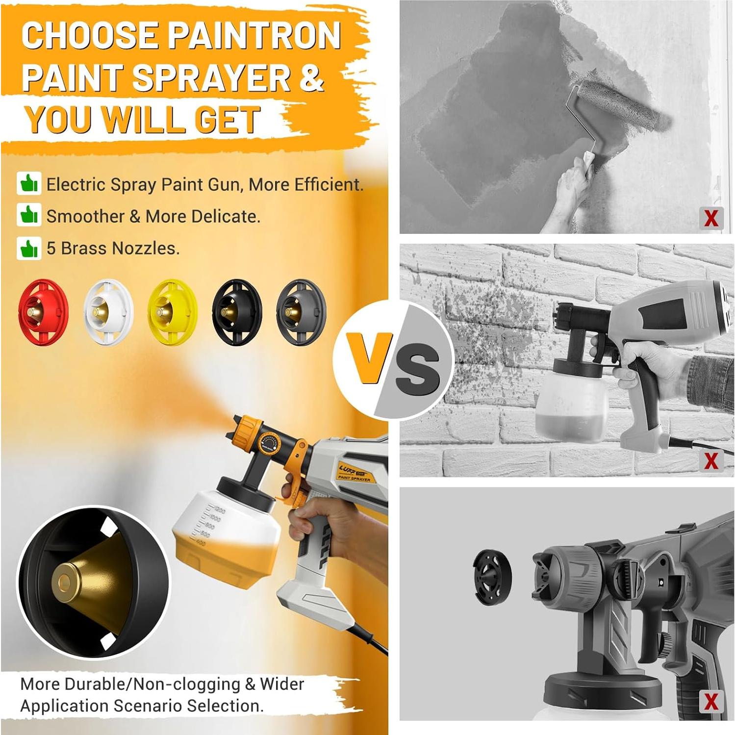 Pulverizador de Pintura Eléctrico Tiagowell 700W 1200ml 5 Boquillas