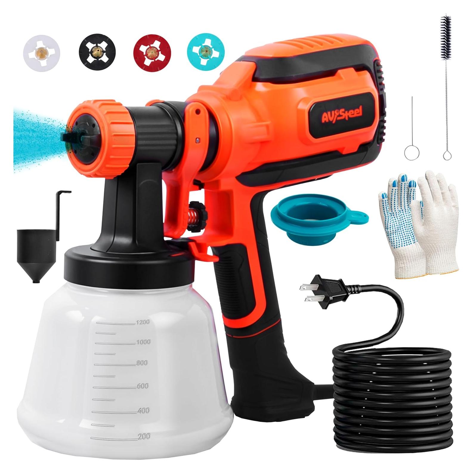 Pulverizador de Pintura Eléctrico AV Steel 700W 1200ml 4 Boquillas