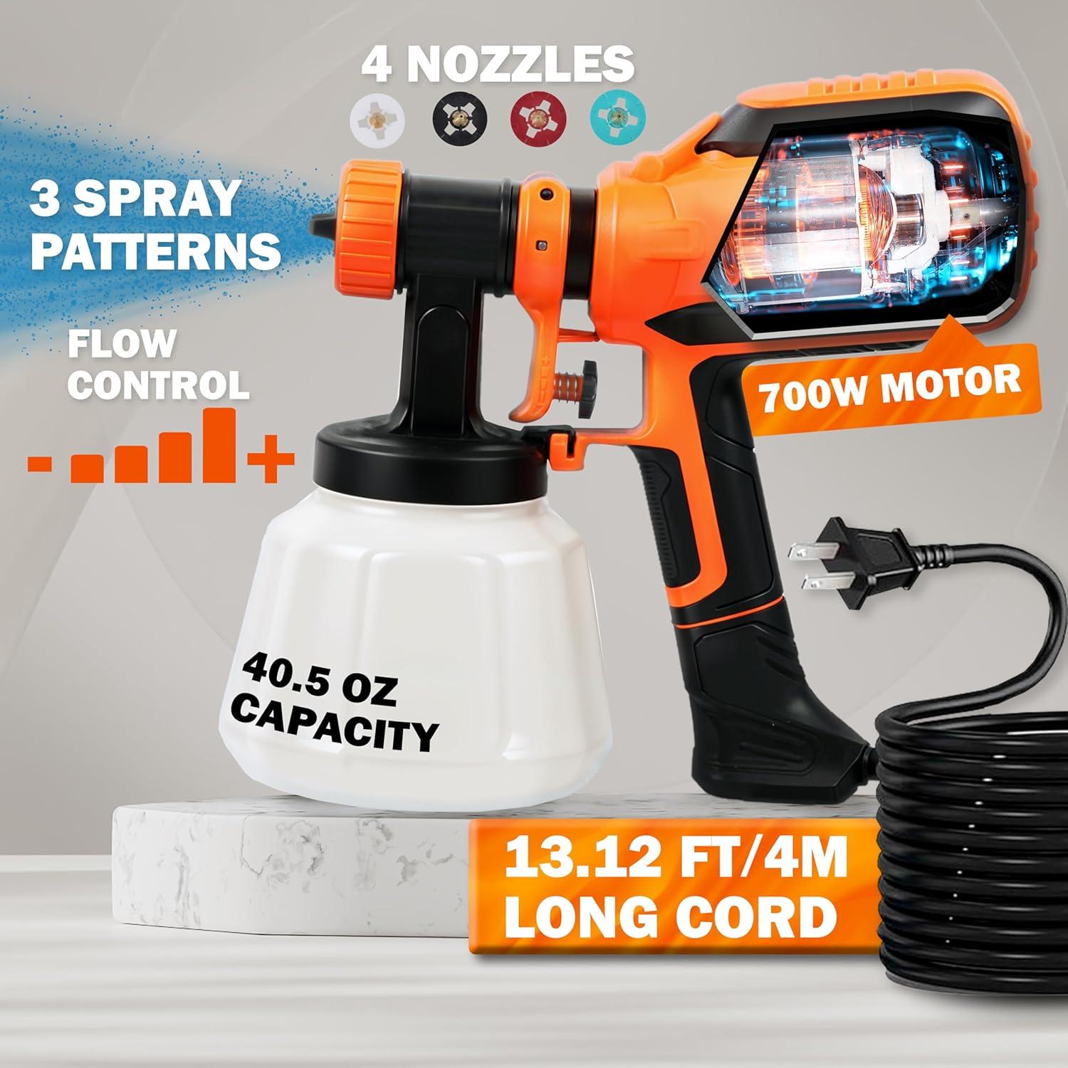 Pulverizador de Pintura Eléctrico AV Steel 700W 1200ml 4 Boquillas