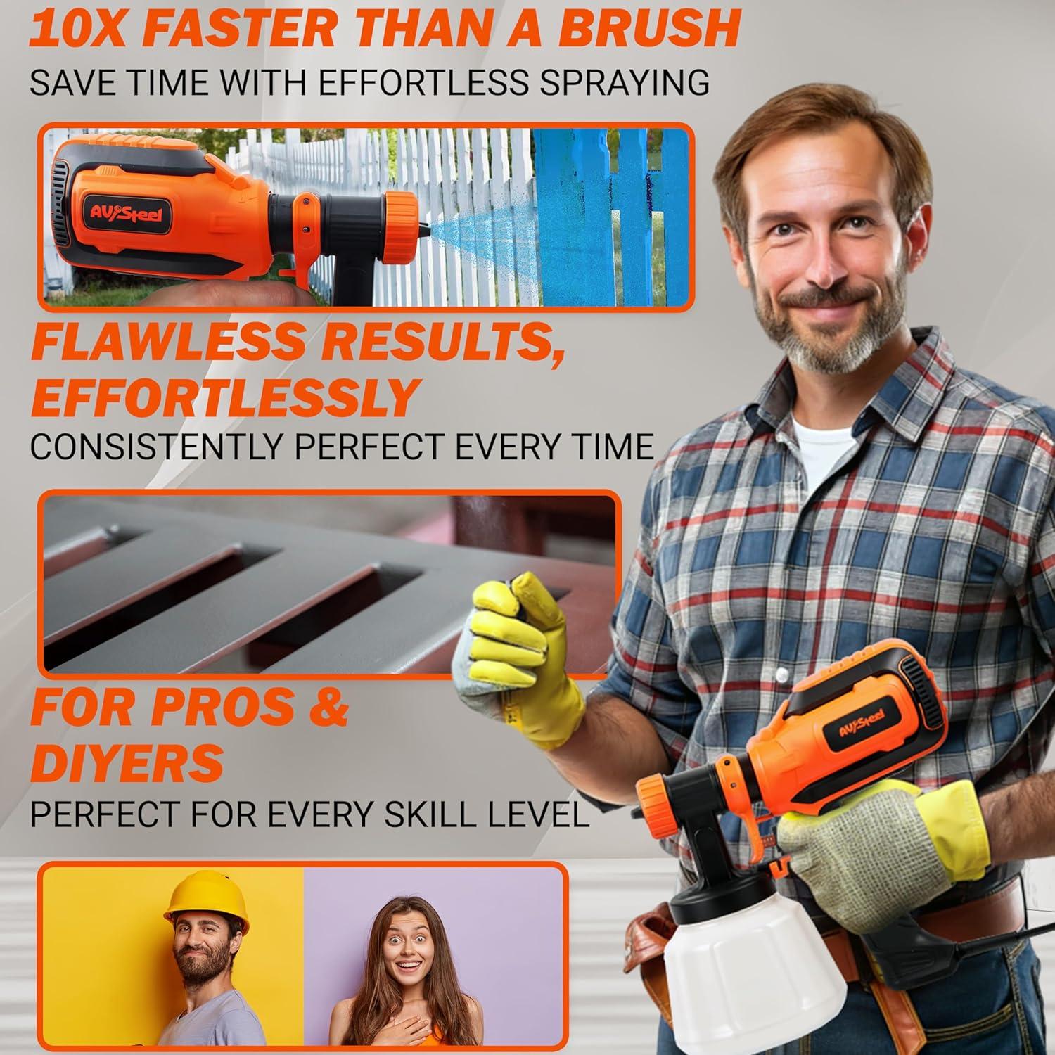 Pulverizador de Pintura Eléctrico AV Steel 700W 1200ml 4 Boquillas