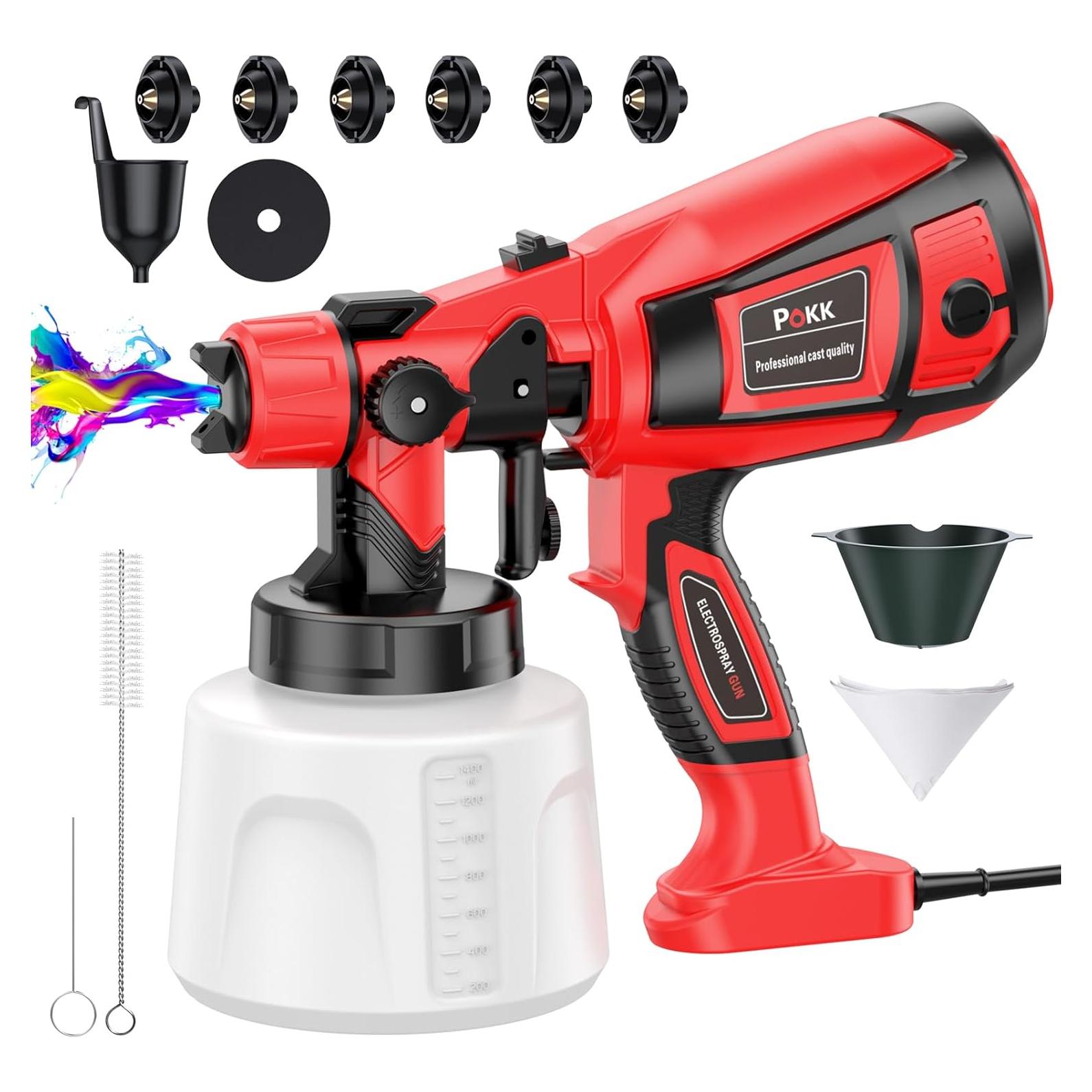 Pulverizador de pintura eléctrica HVLP 850W Pokk con 6 boquillas
