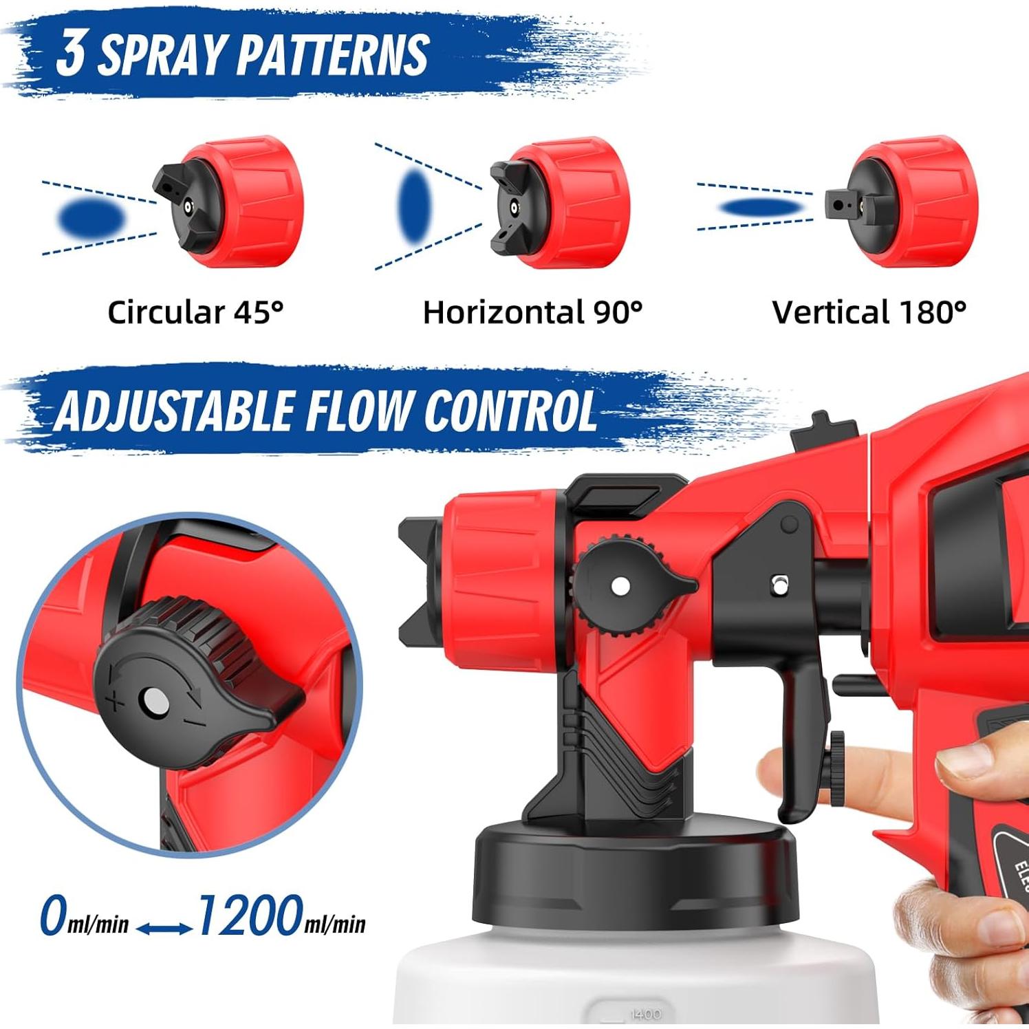 Pulverizador de pintura eléctrica HVLP 850W Pokk con 6 boquillas